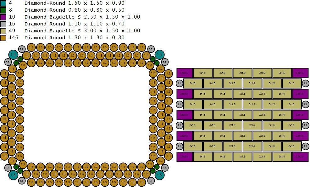 Custom Championship Rectangle Shape Baguettes  Diamond Ring  3D print model_19