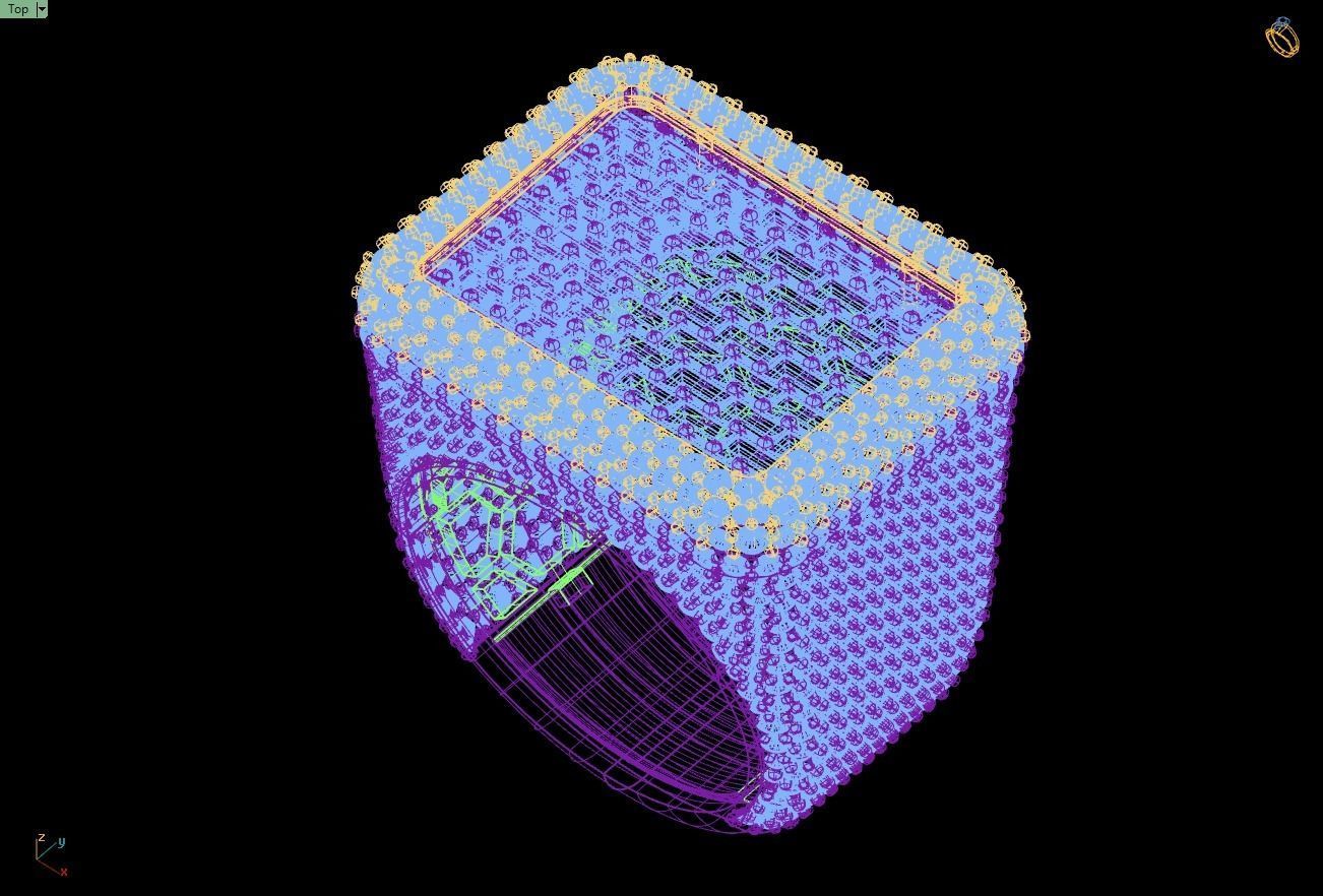 Custom Championship Rectangle Shape Baguettes  Diamond Ring  3D print model_14