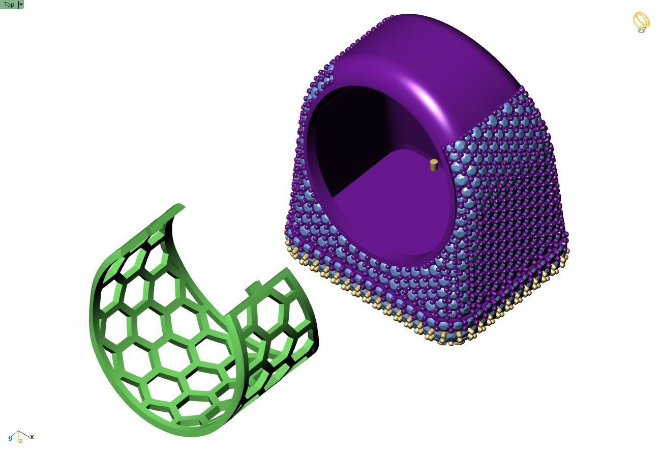 Custom Championship Rectangle Shape Baguettes  Diamond Ring  3D print model_12