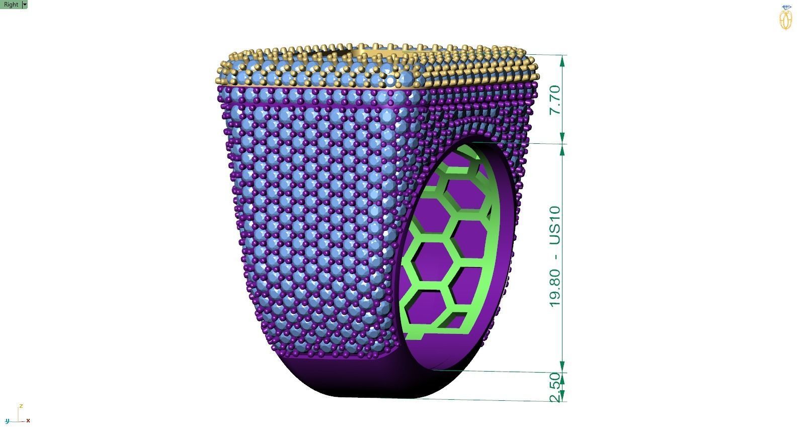 Custom Championship Rectangle Shape Baguettes  Diamond Ring  3D print model_7