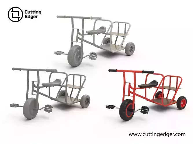 Kids Modern Tandem Tricycle Low-poly 3D model