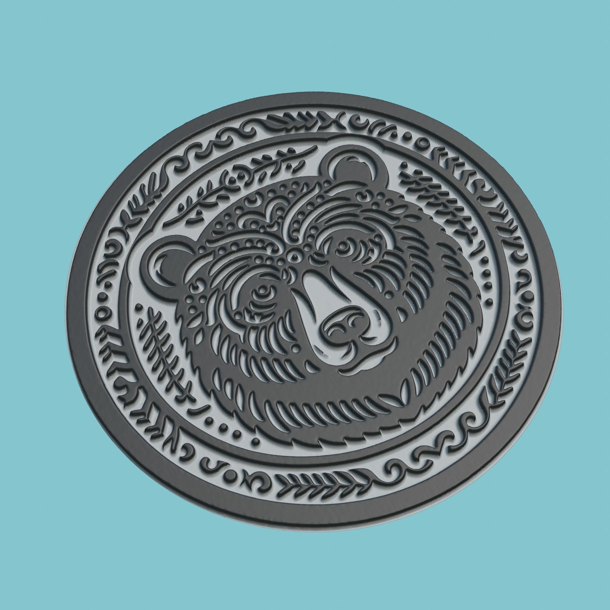 Bear Animal Medallion Bear Print Model 3D print model_1