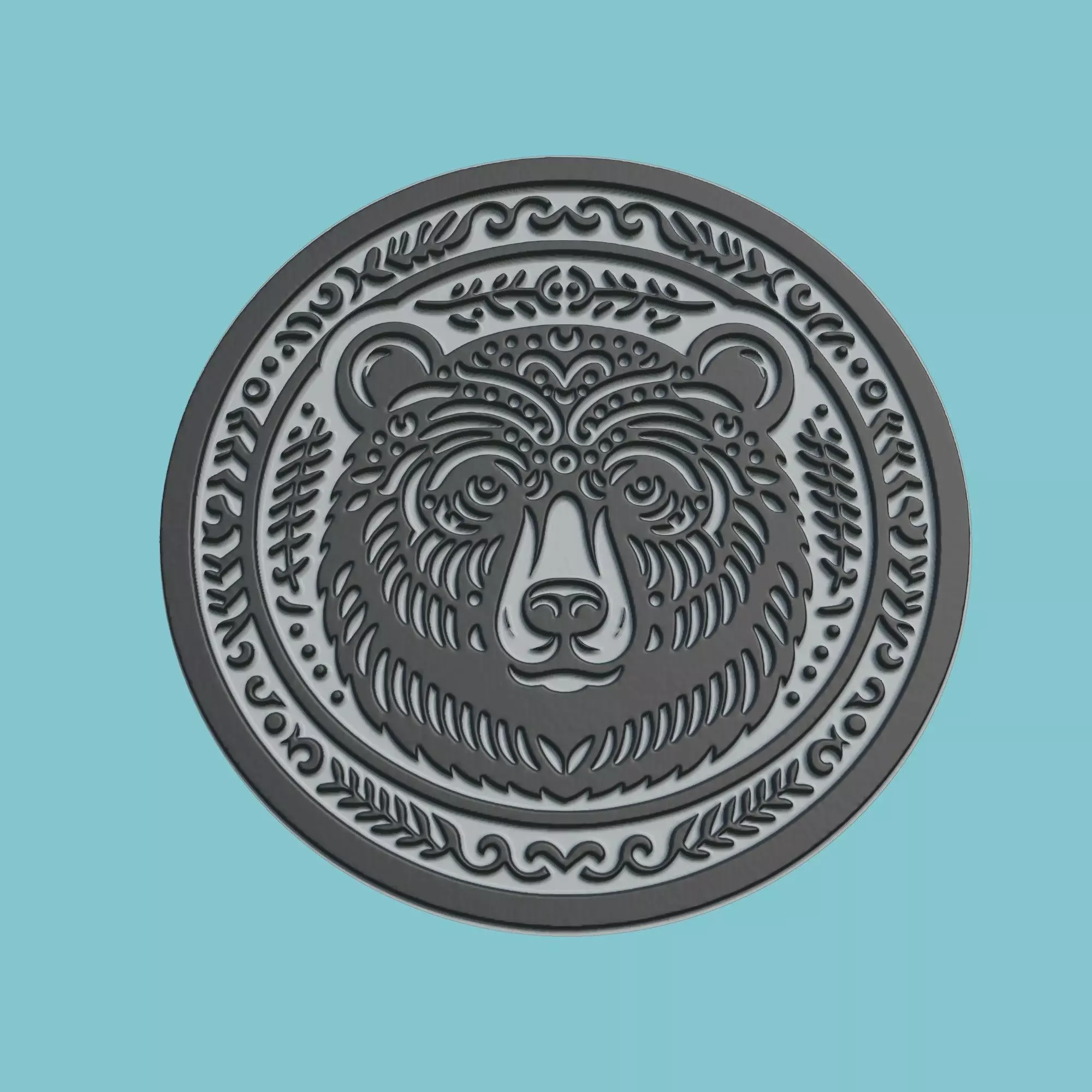 Bear Animal Medallion Bear Print Model 3D print model_0