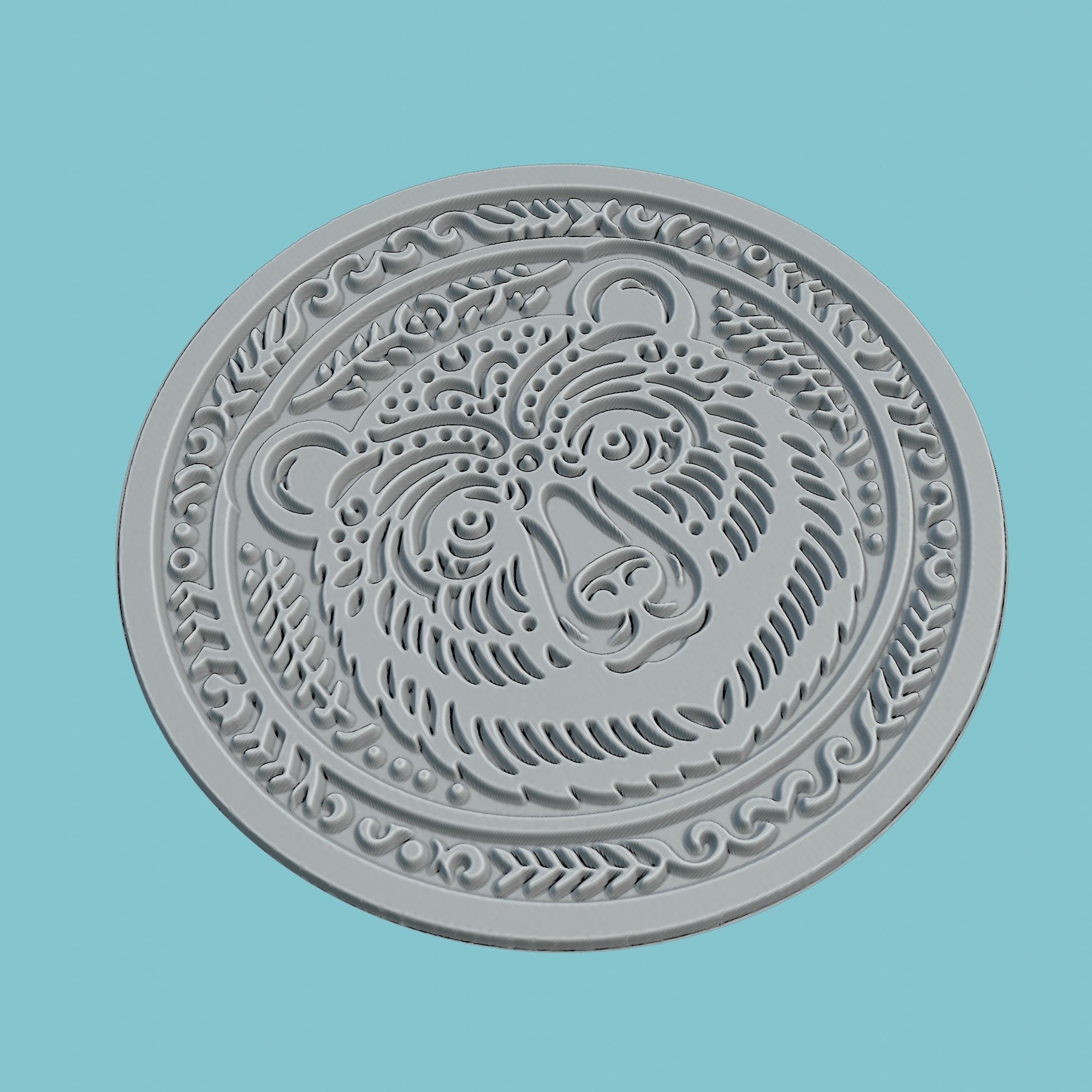 Bear Animal Medallion Bear Print Model 3D print model_3