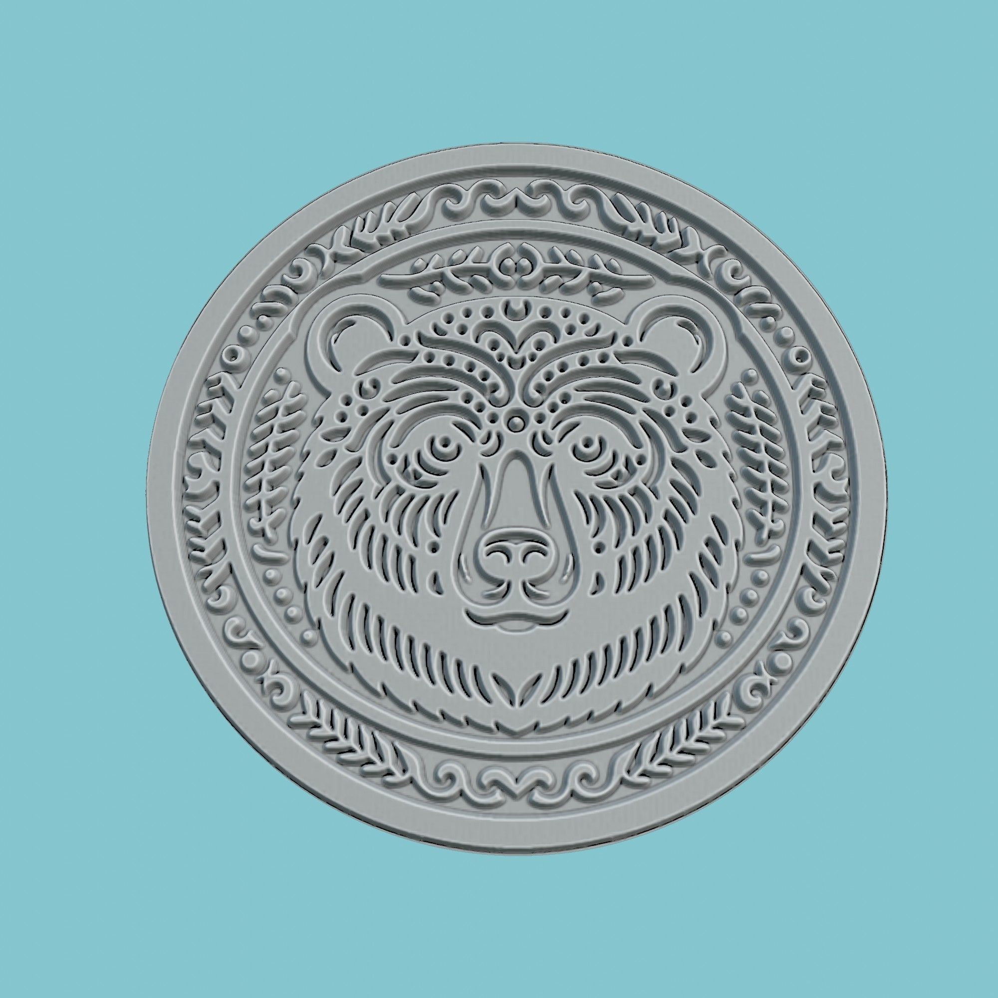 Bear Animal Medallion Bear Print Model 3D print model_2