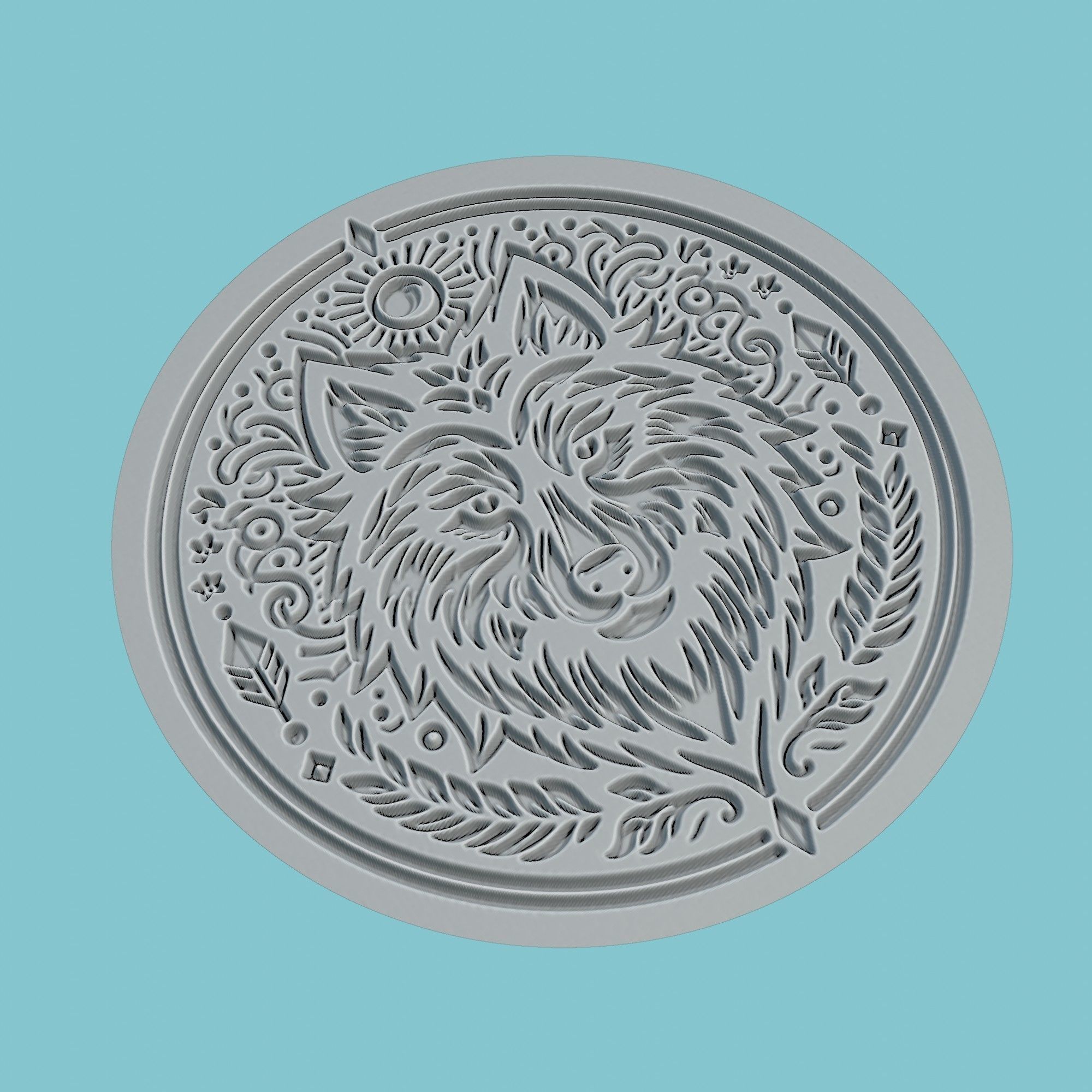 Wolf Animal Medallion Wolf Print Model 3D print model_3
