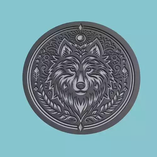 Wolf Animal Medallion Wolf Print Model