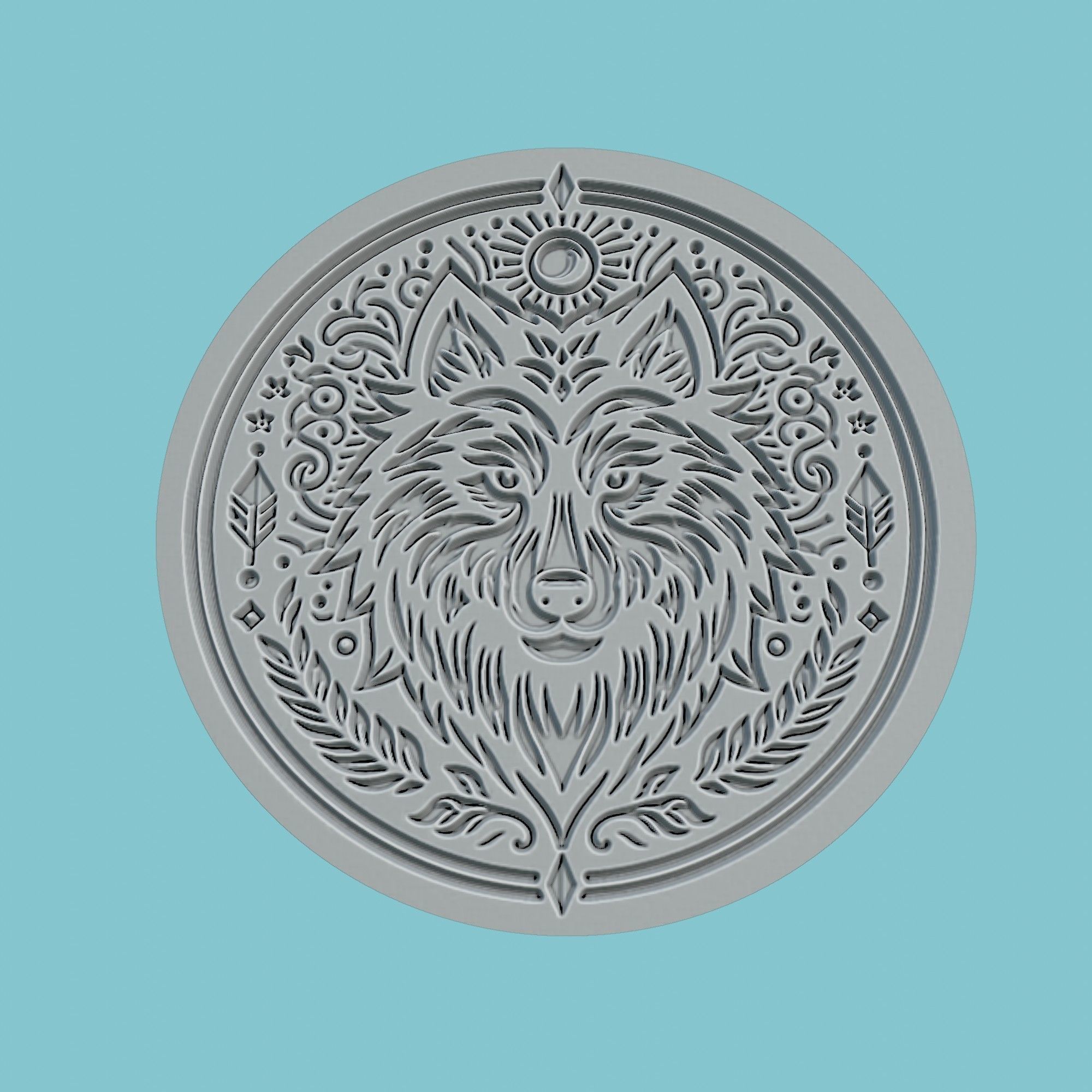 Wolf Animal Medallion Wolf Print Model 3D print model_2