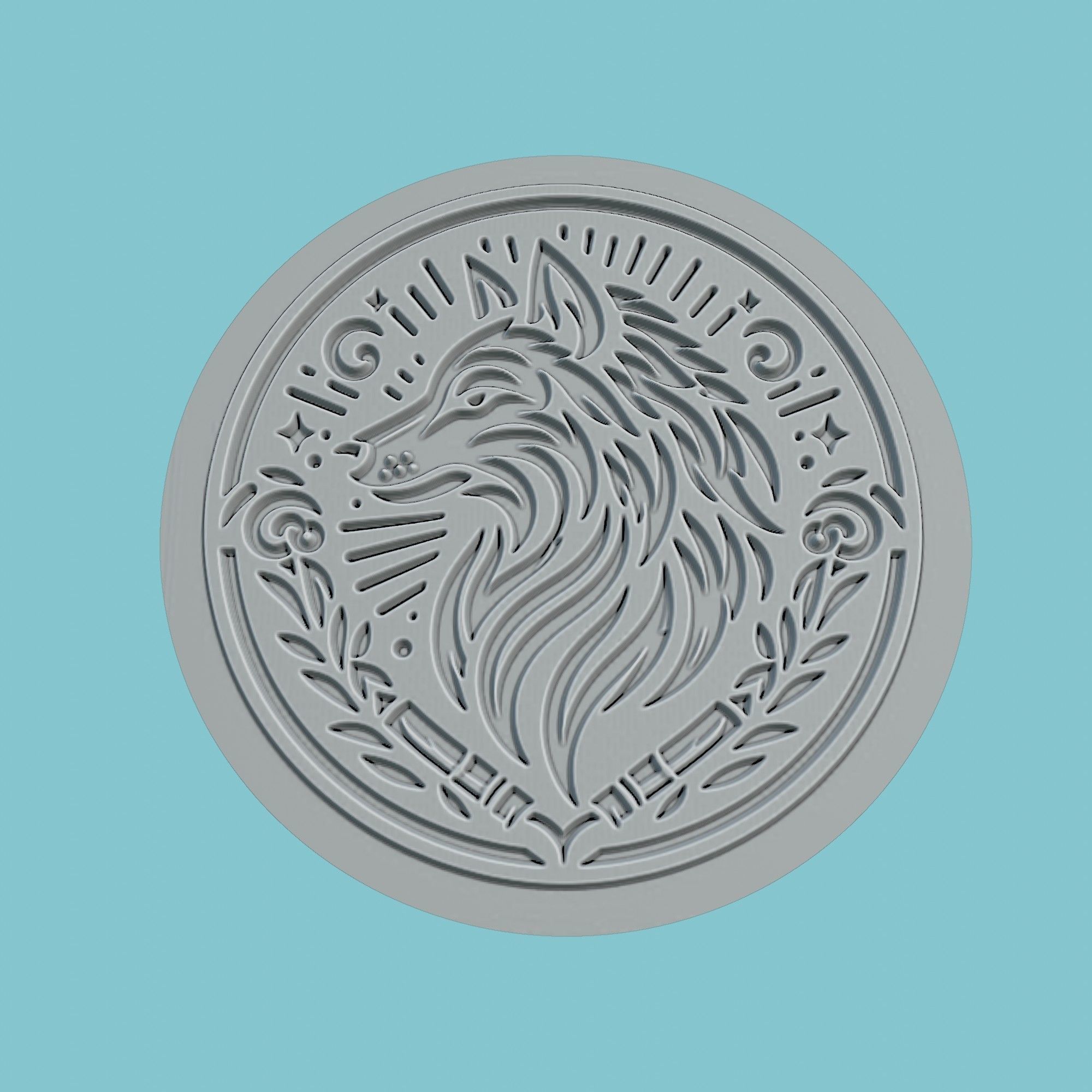 Wolf Animal Medallion Wolf Print Model 3D print model_2