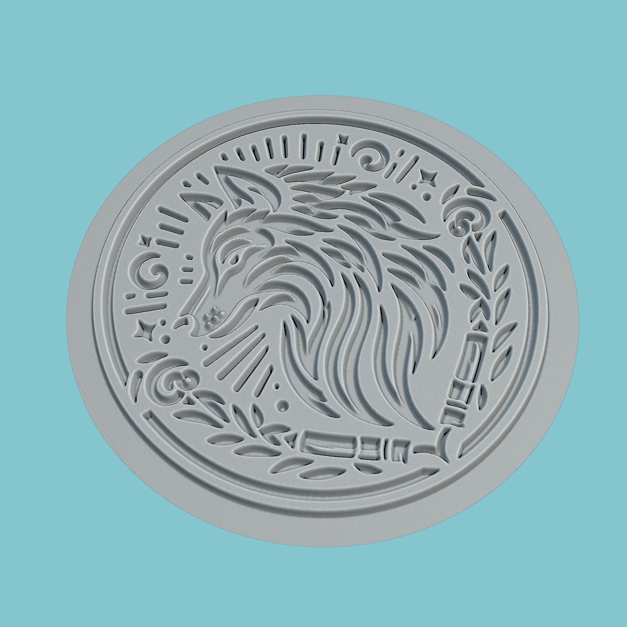 Wolf Animal Medallion Wolf Print Model 3D print model_3