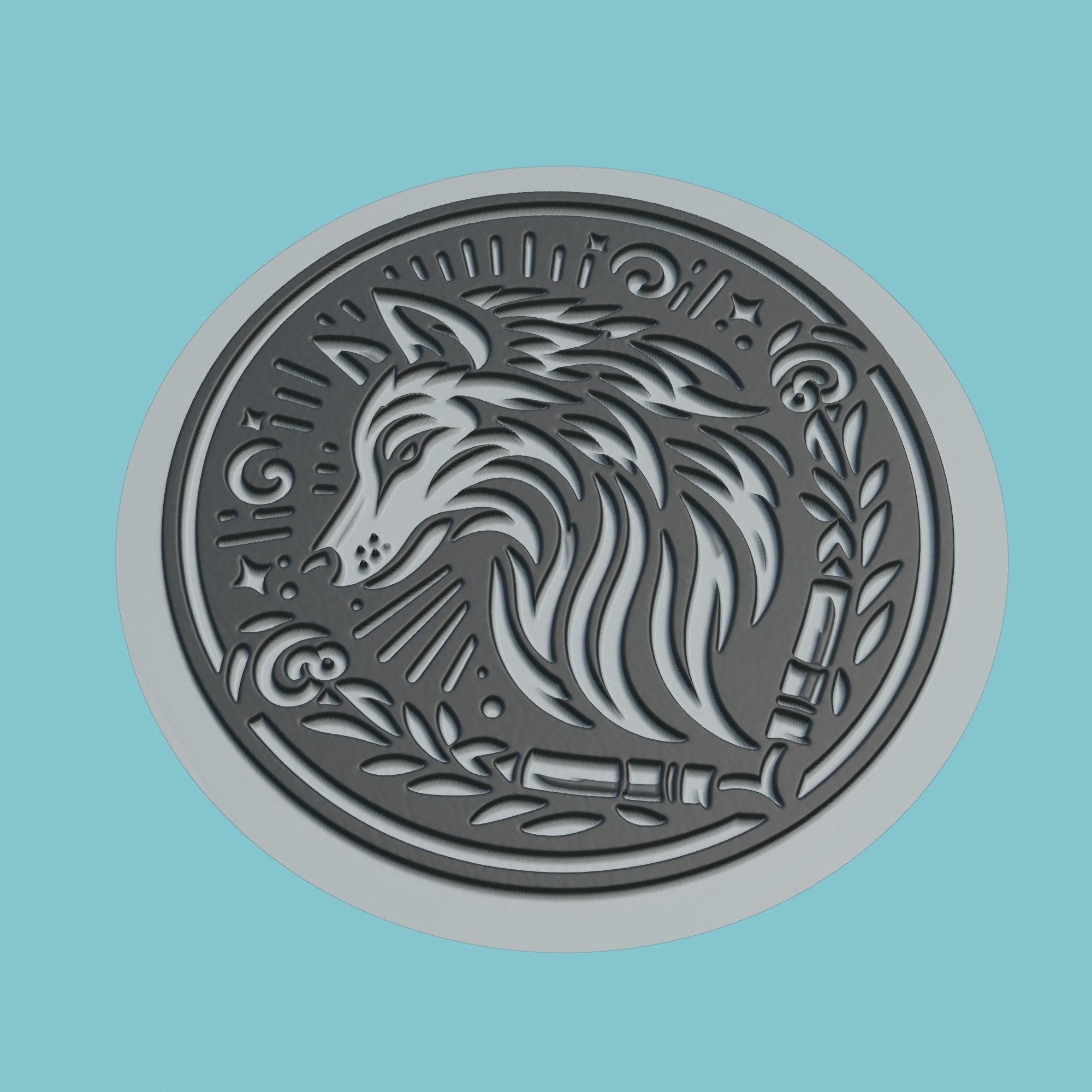 Wolf Animal Medallion Wolf Print Model 3D print model_1
