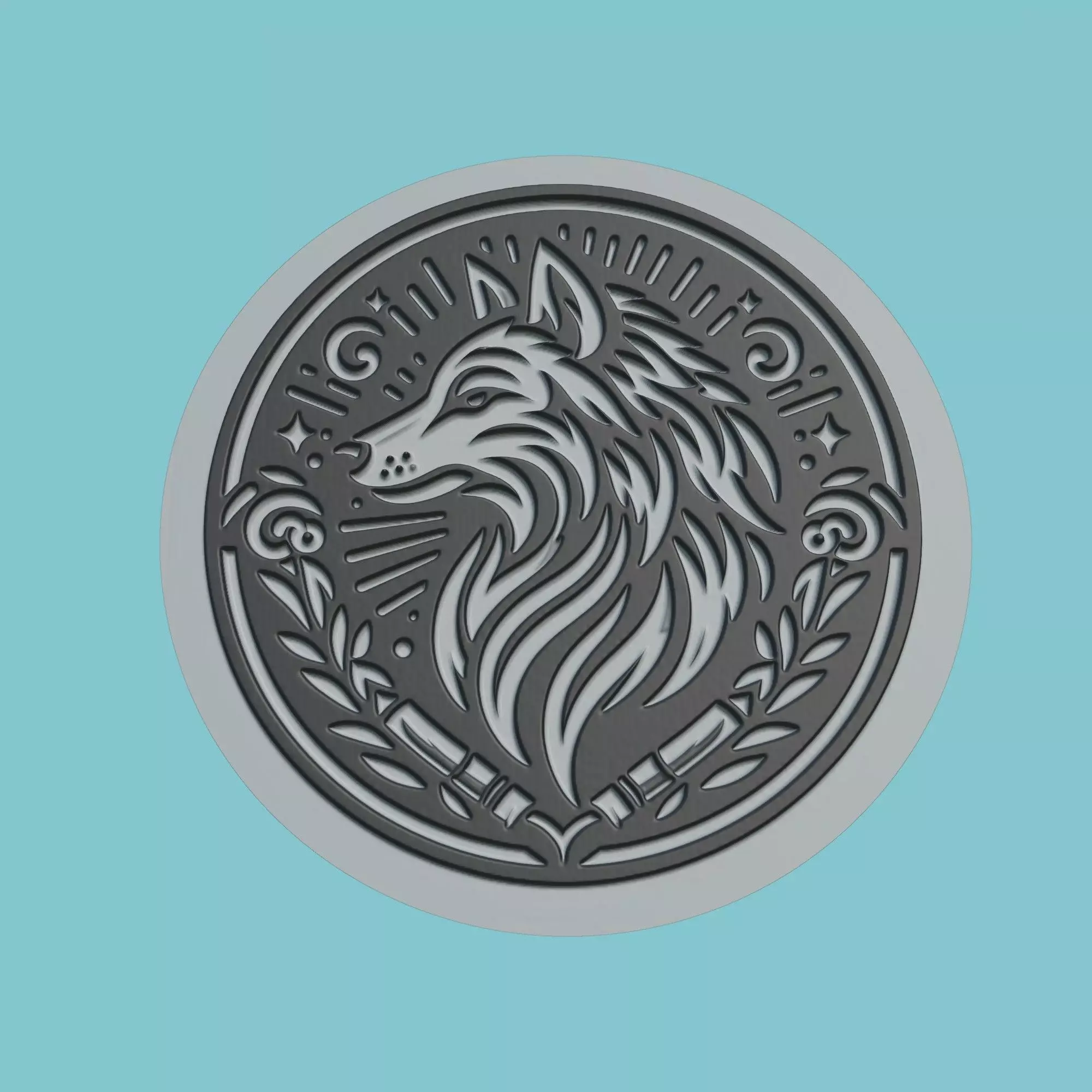 Wolf Animal Medallion Wolf Print Model 3D print model_0