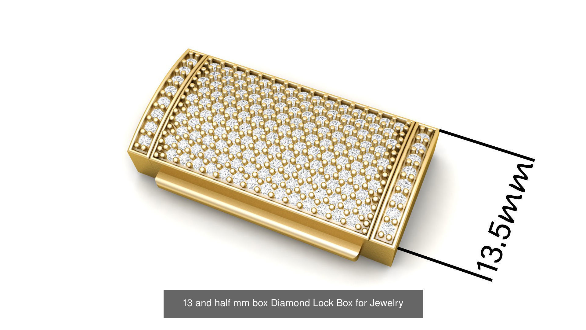 13 and half mm Rectangular Lock Box Combo of Plain and Diamond 3D Model Collection_4