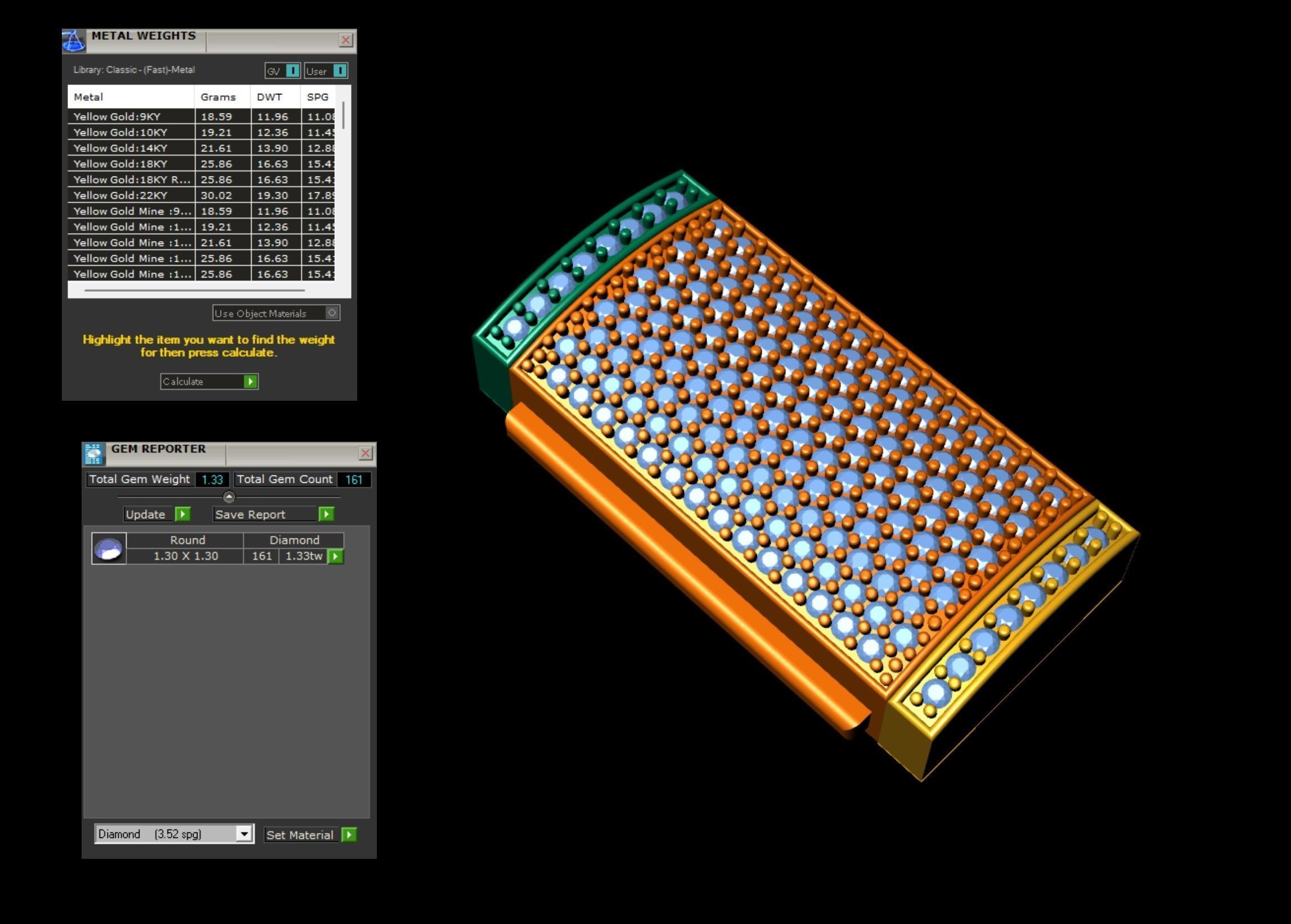 13 and half mm Rectangular Lock Box Combo of Plain and Diamond 3D Model Collection_6