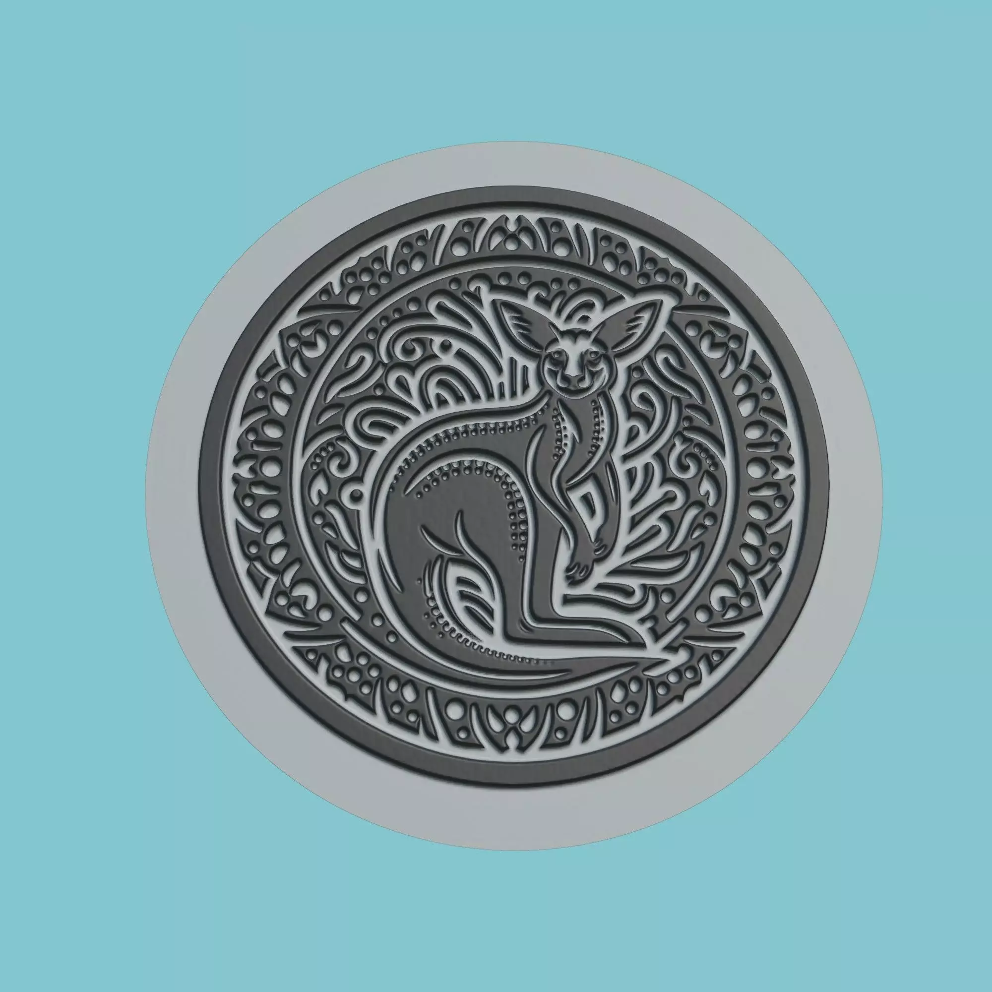 Kangaroo Animal Medallion Kangaroo Print Model 3D print model_0