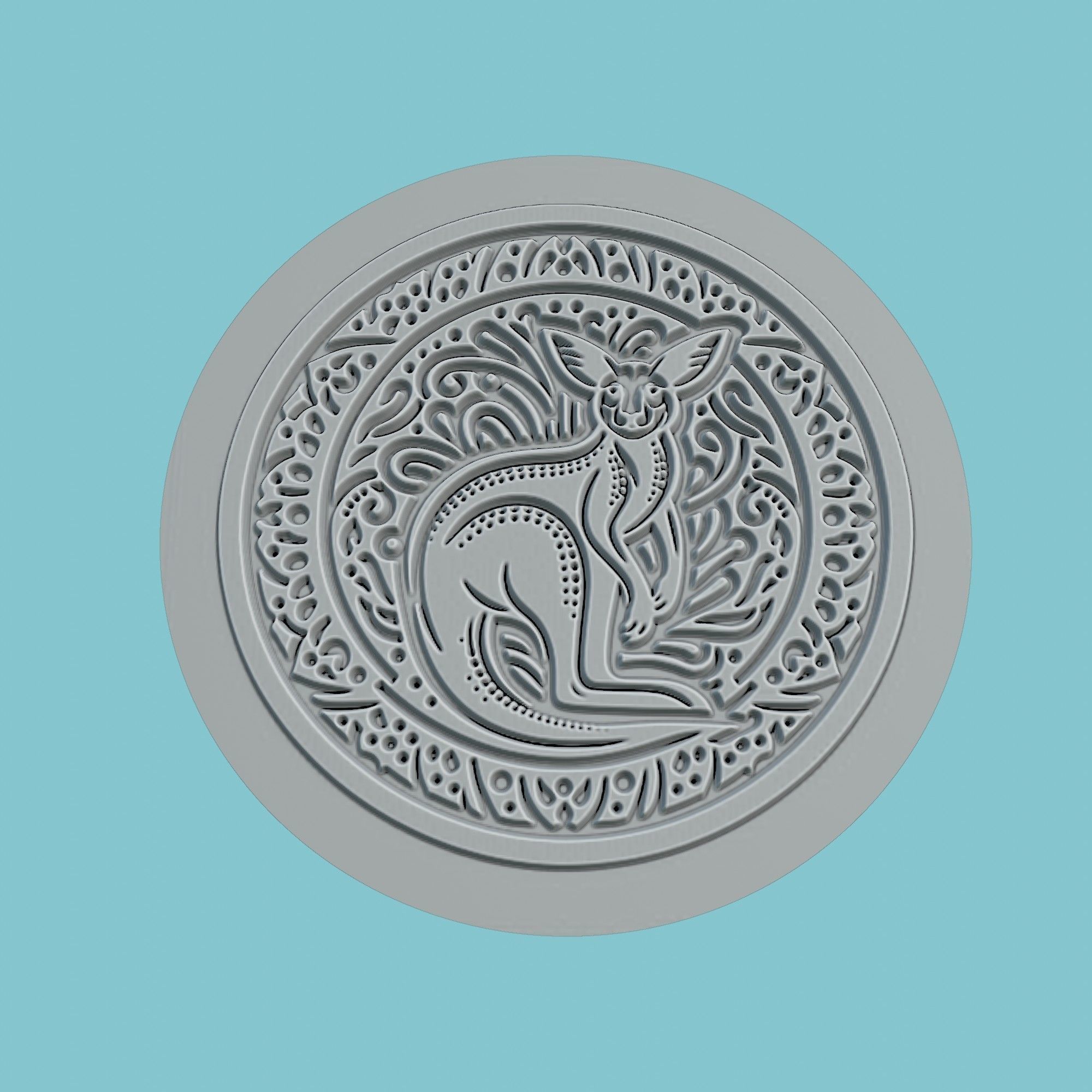 Kangaroo Animal Medallion Kangaroo Print Model 3D print model_2