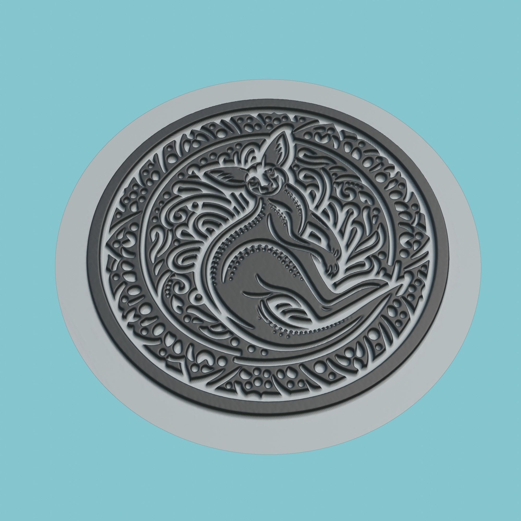 Kangaroo Animal Medallion Kangaroo Print Model 3D print model_1
