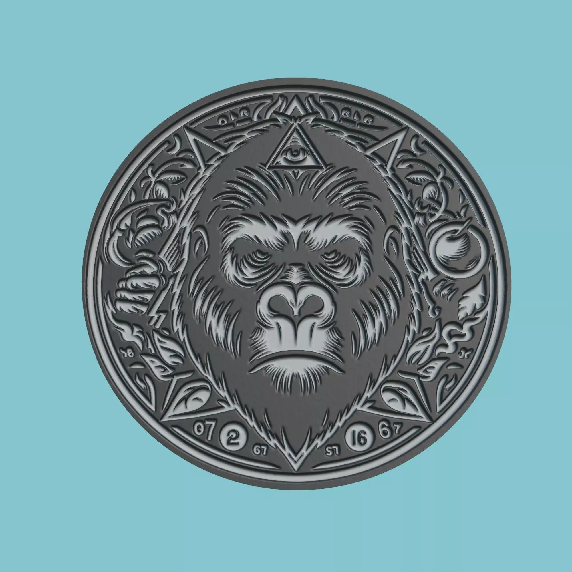 Gorilla Animal Medallion Gorilla Print Model 3D print model_0