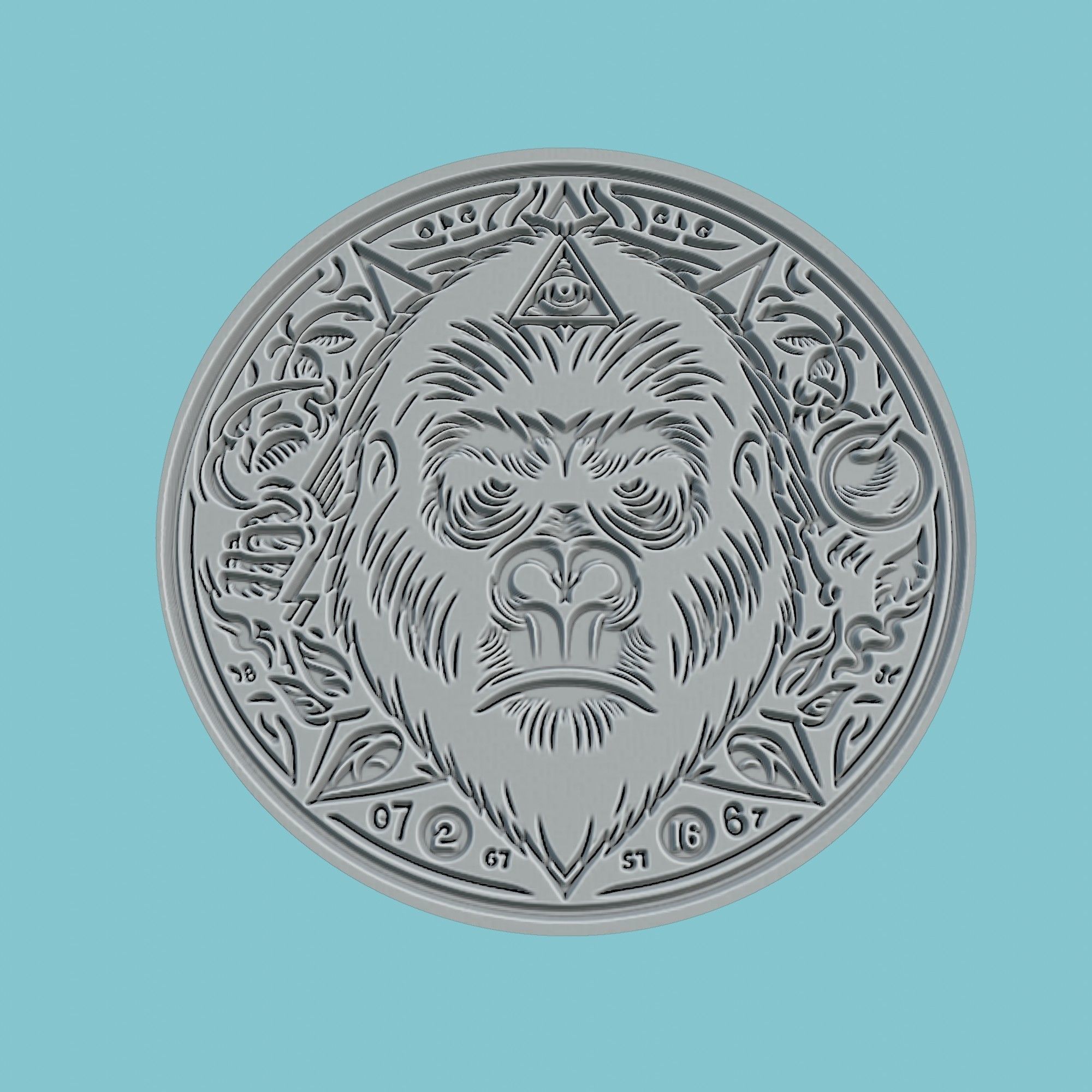 Gorilla Animal Medallion Gorilla Print Model 3D print model_2