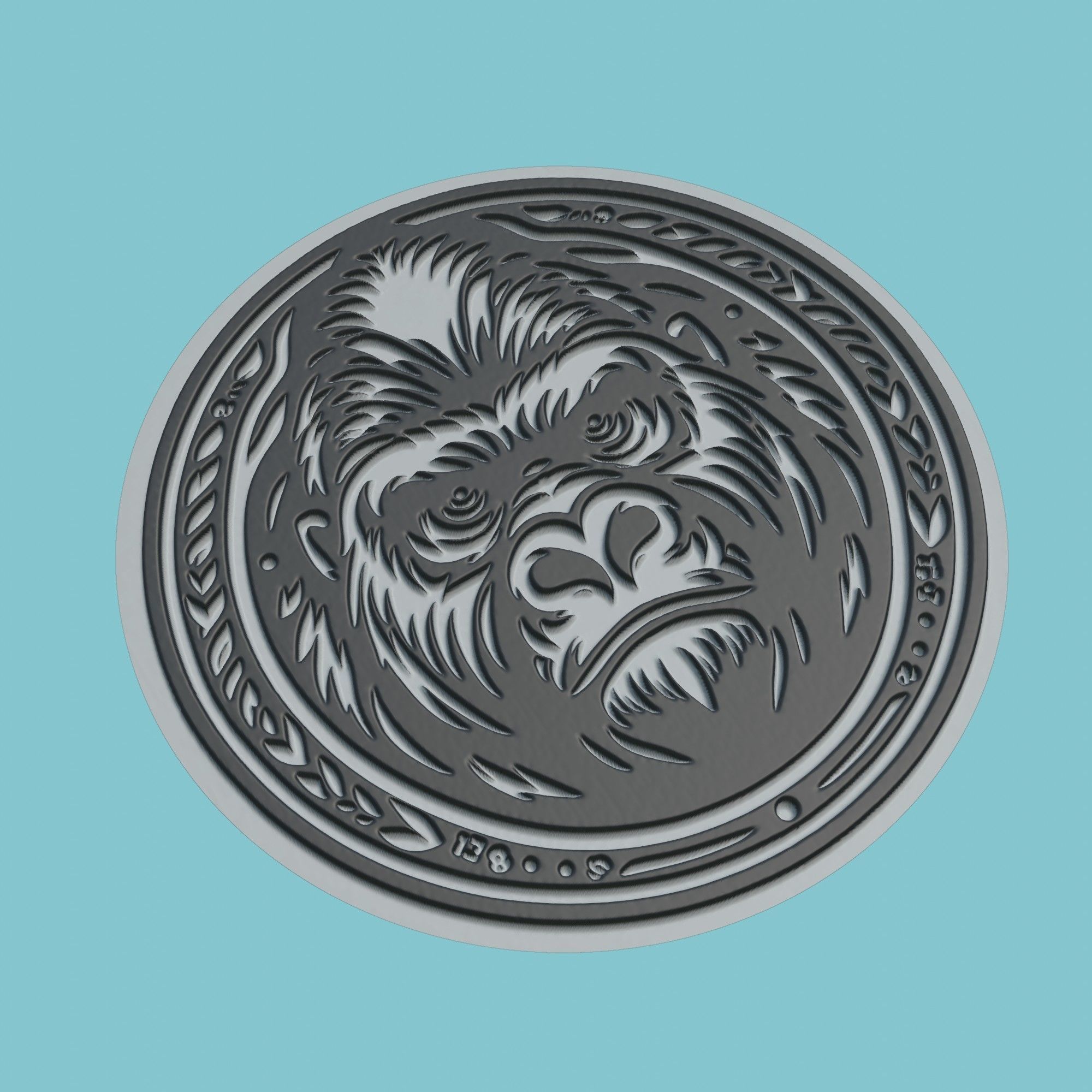 Gorilla Animal Medallion Gorilla Print Model 3D print model_1