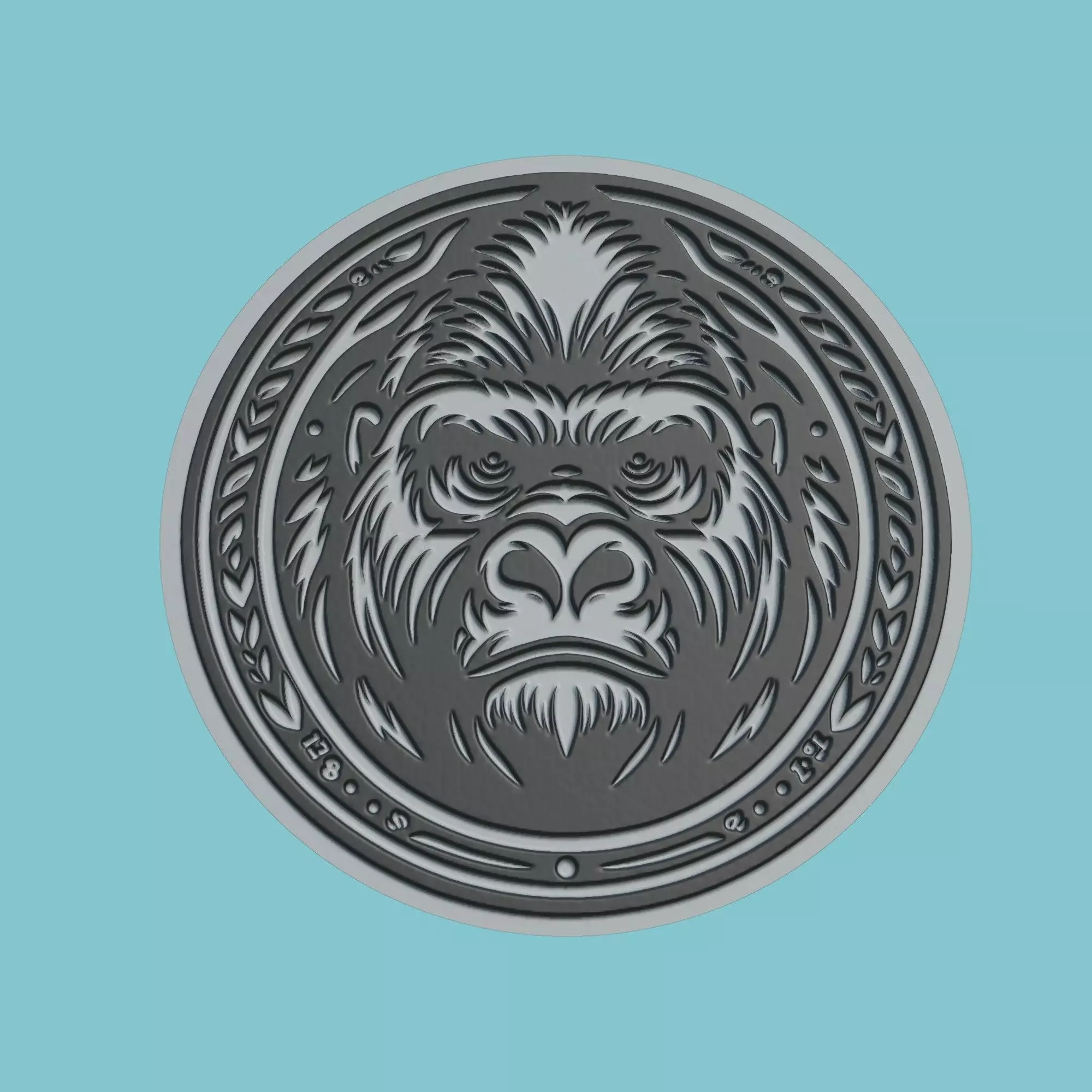 Gorilla Animal Medallion Gorilla Print Model 3D print model_0