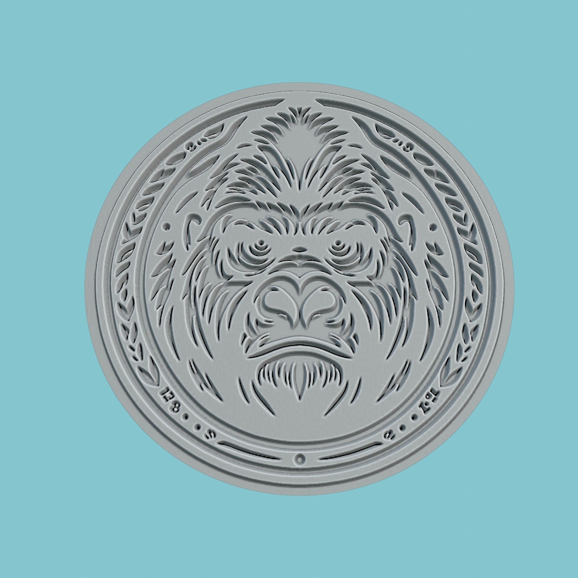 Gorilla Animal Medallion Gorilla Print Model 3D print model_2
