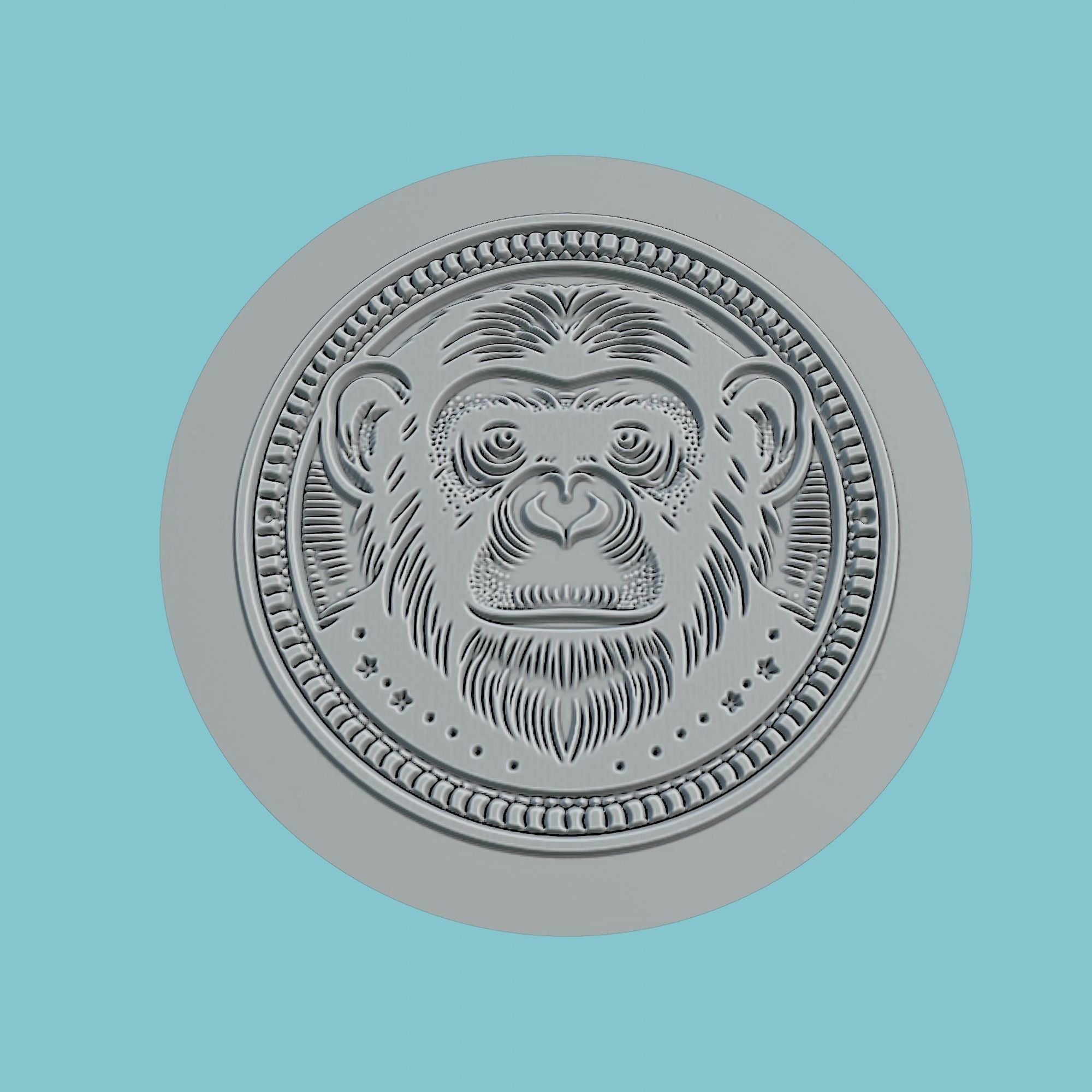 Chimpanzee Animal Medallion Chimpanzee Print Model 3D print model_2