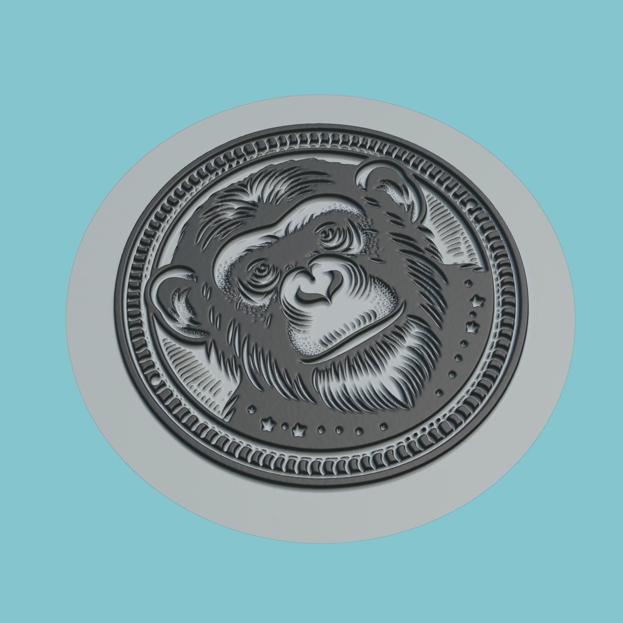 Chimpanzee Animal Medallion Chimpanzee Print Model 3D print model_1