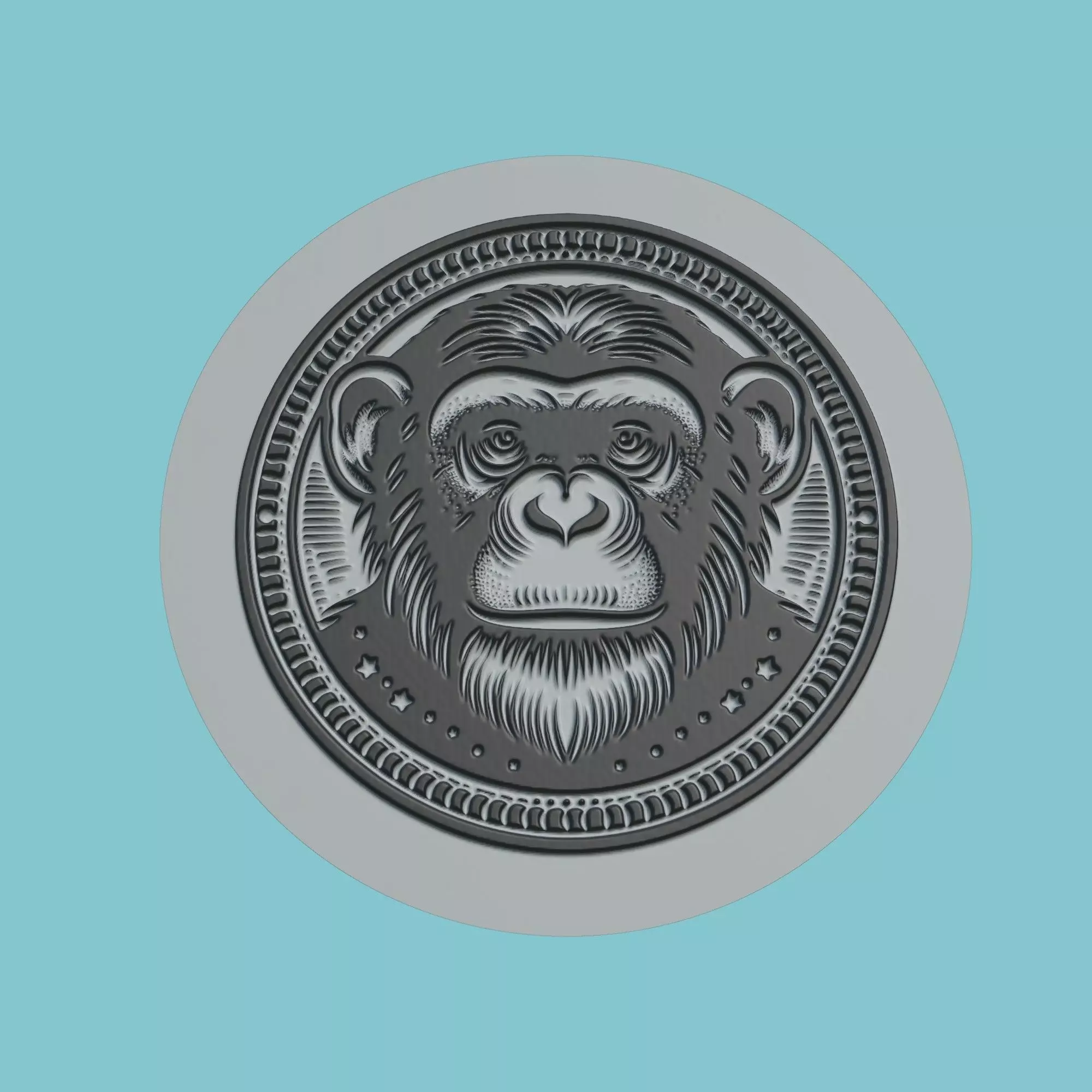 Chimpanzee Animal Medallion Chimpanzee Print Model 3D print model_0