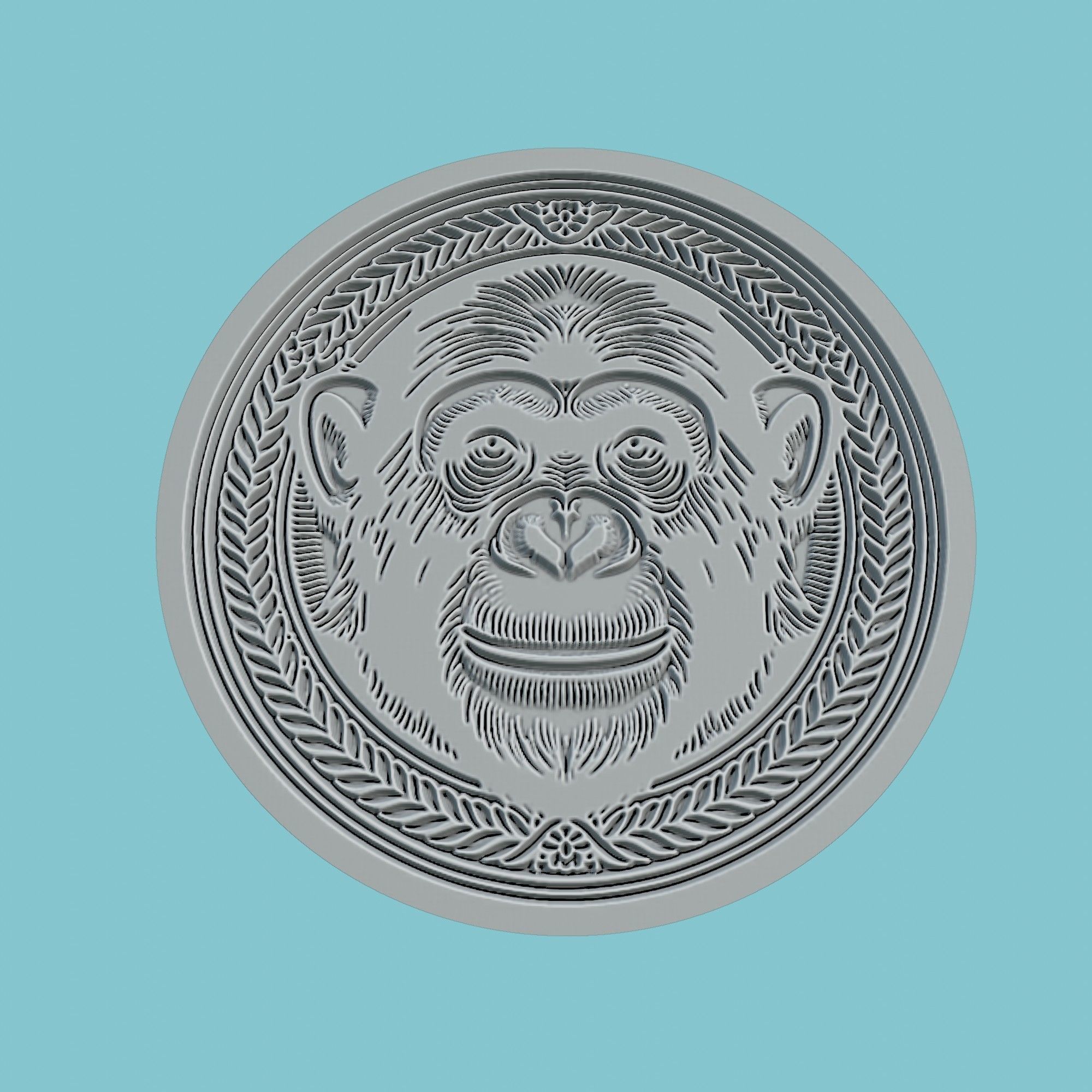Chimpanzee Animal Medallion Chimpanzee Print Model 3D print model_2