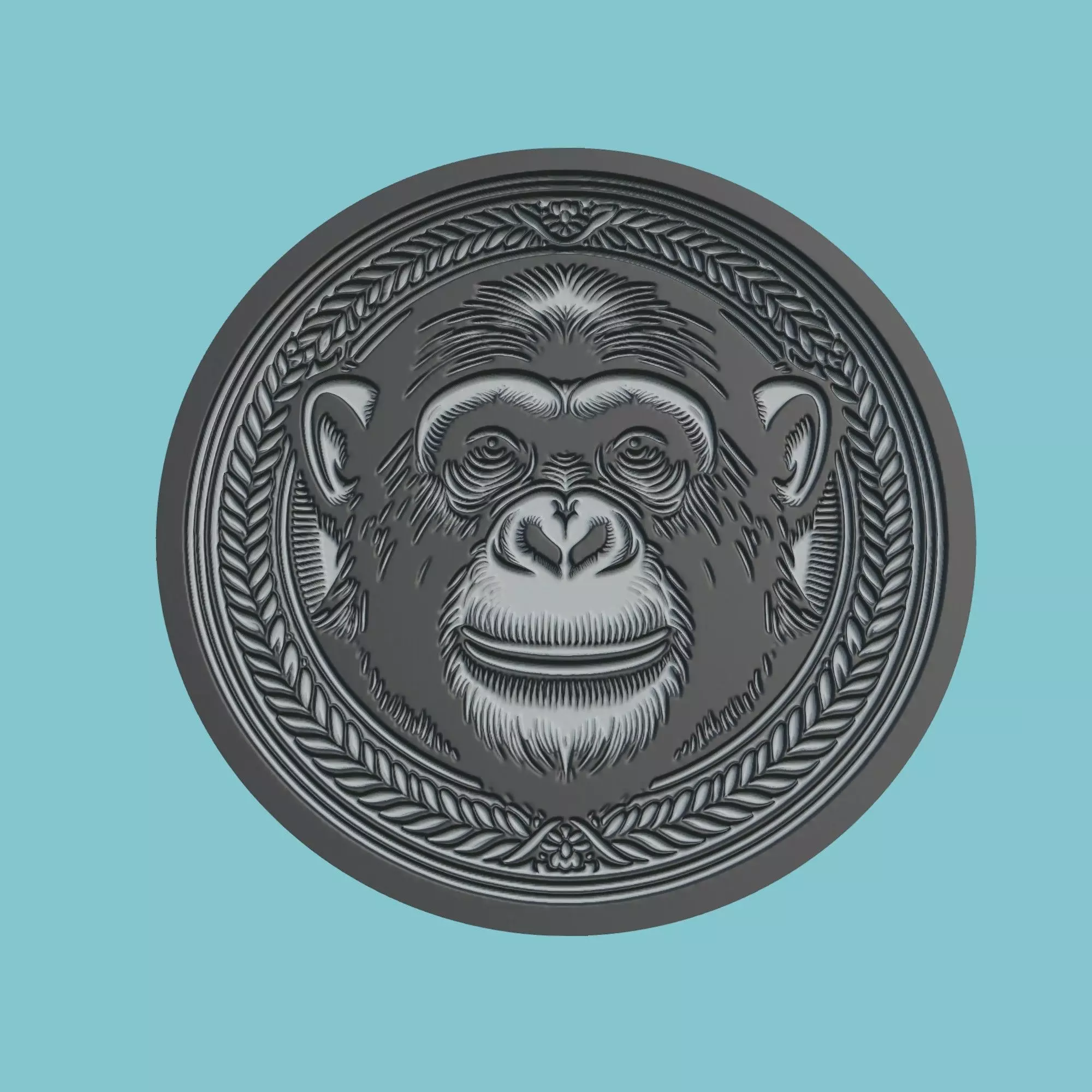 Chimpanzee Animal Medallion Chimpanzee Print Model 3D print model_0