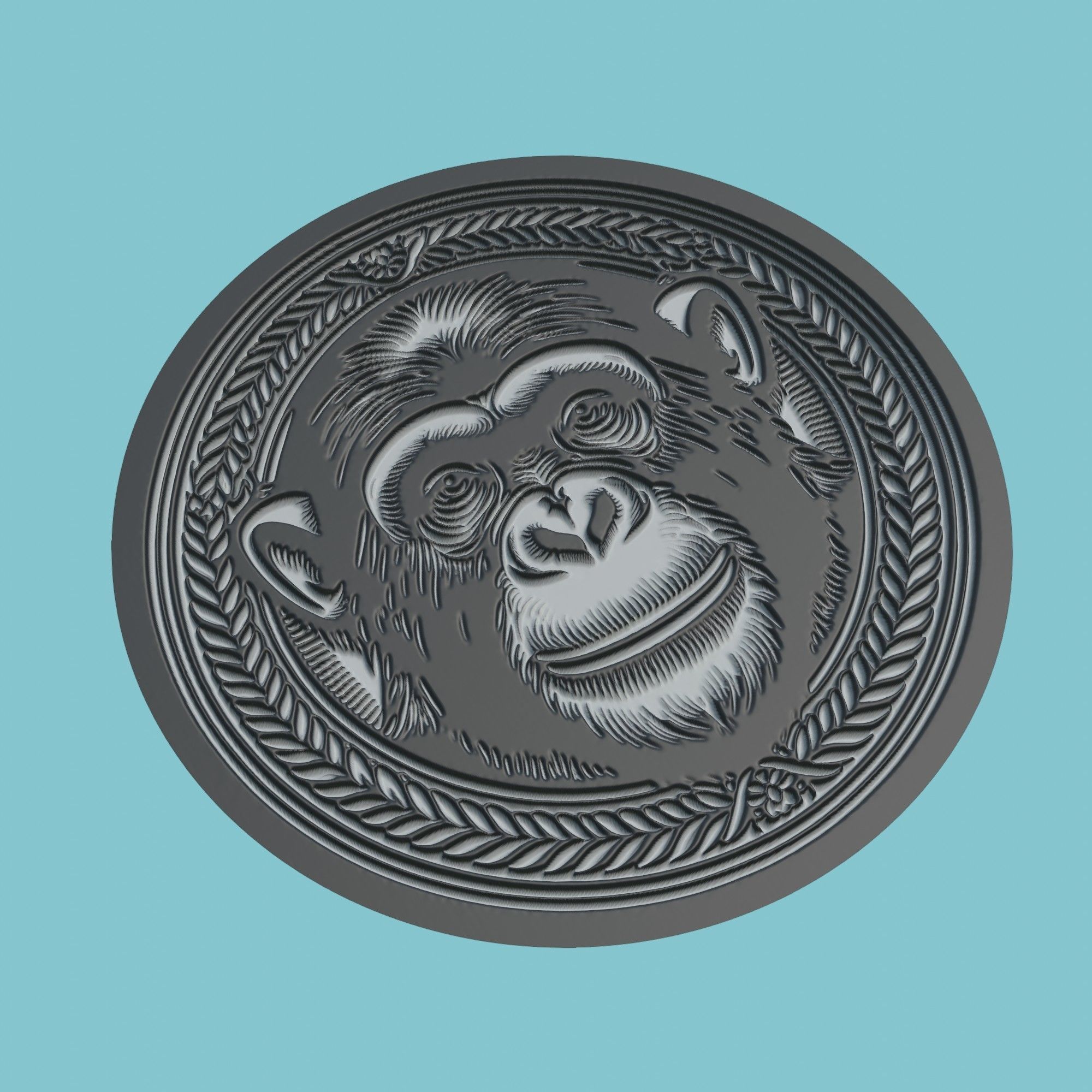 Chimpanzee Animal Medallion Chimpanzee Print Model 3D print model_1