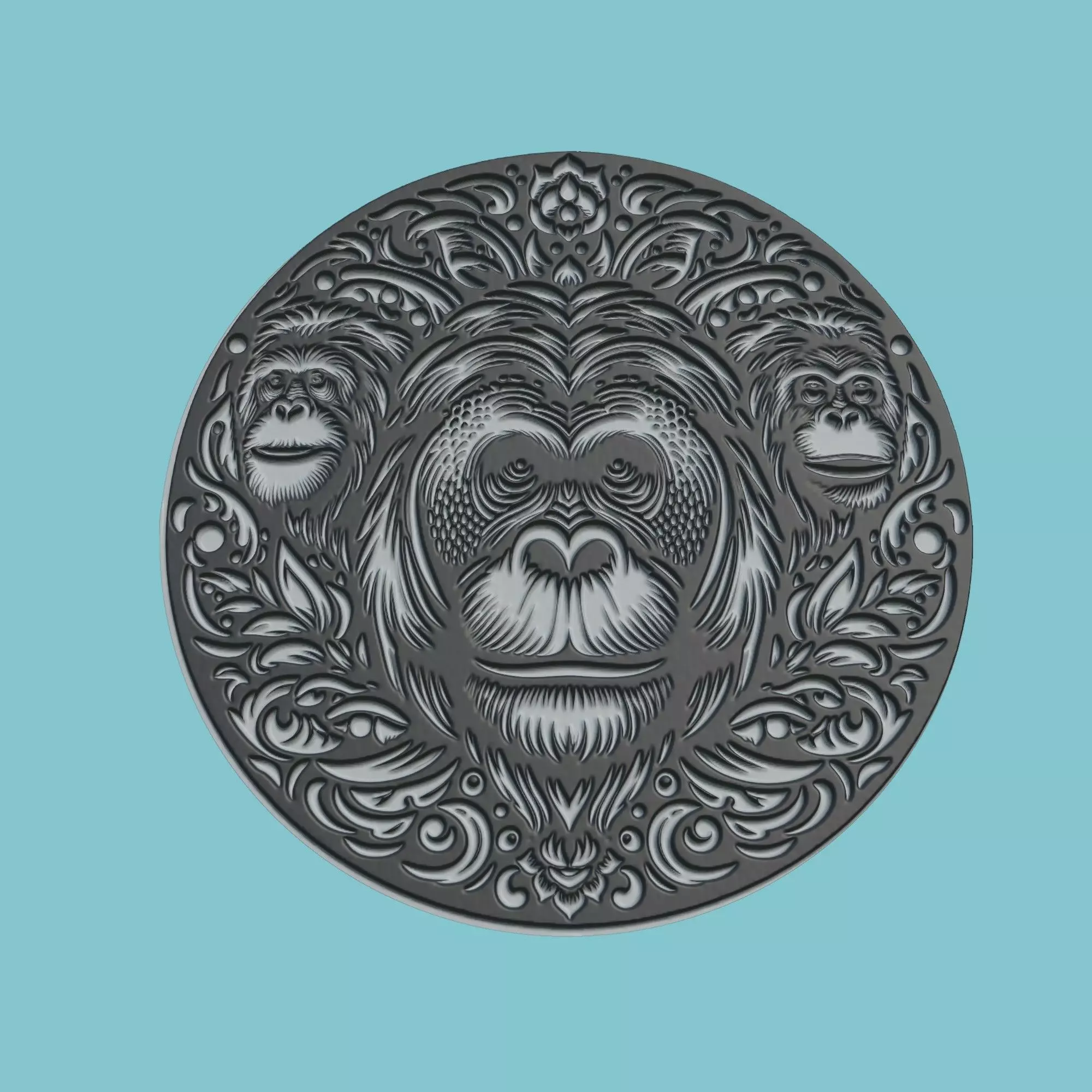 Orangutan Animal Medallion Orangutan Print Model 3D print model_0
