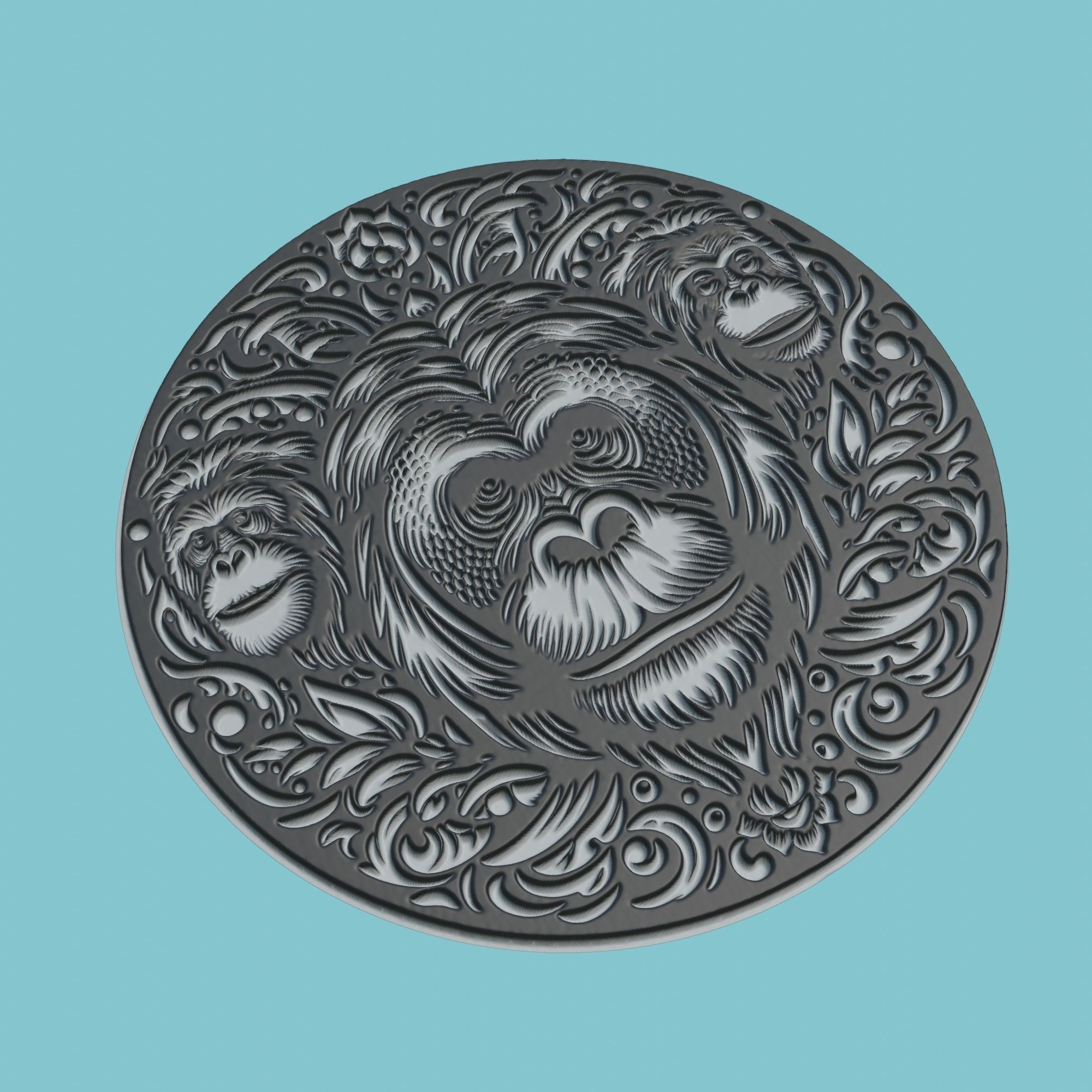 Orangutan Animal Medallion Orangutan Print Model 3D print model_1
