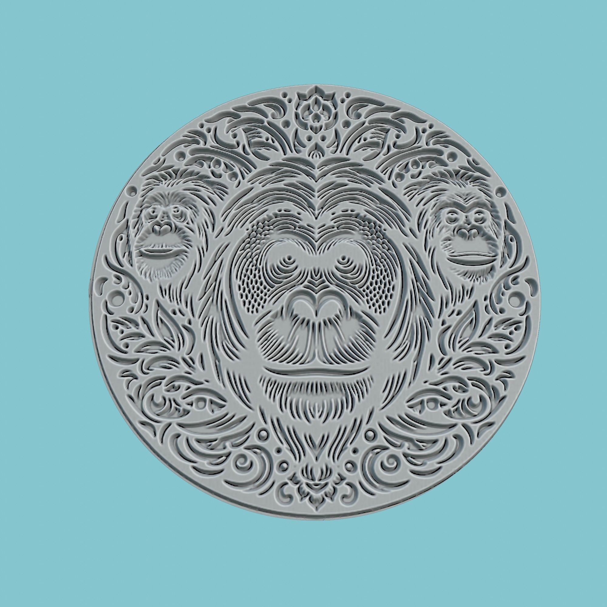 Orangutan Animal Medallion Orangutan Print Model 3D print model_2