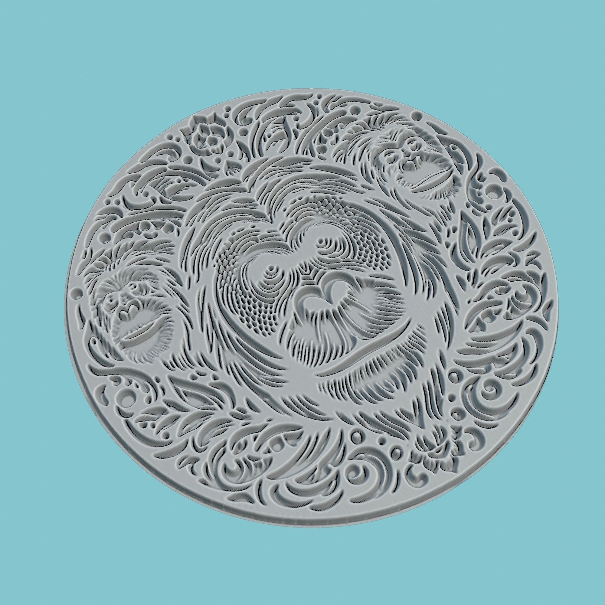 Orangutan Animal Medallion Orangutan Print Model 3D print model_3