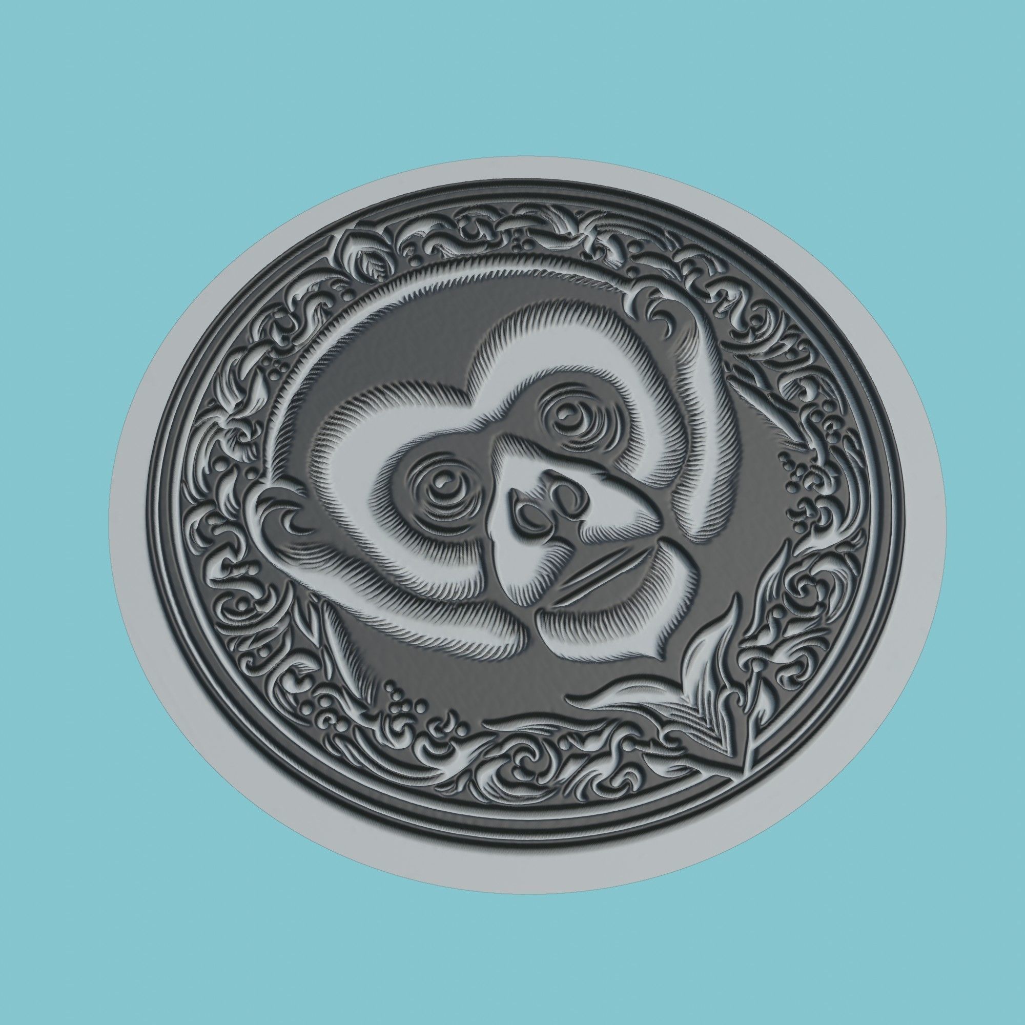 Gibbon Animal Medallion Gibbon Print Model 3D print model_1