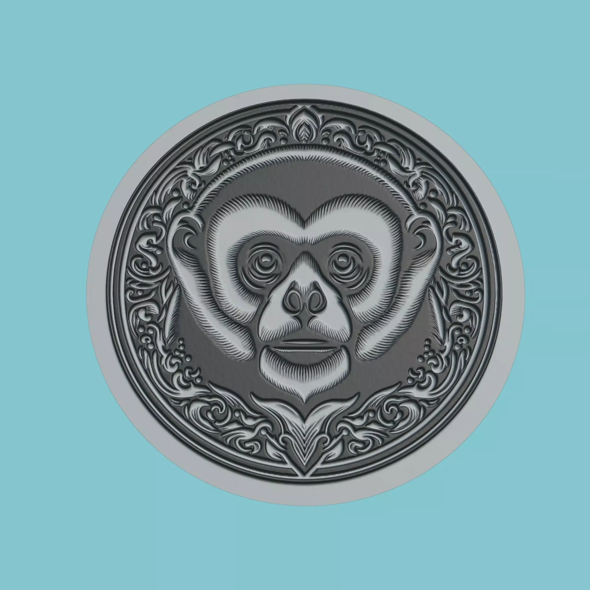 Gibbon Animal Medallion Gibbon Print Model 3D print model_0