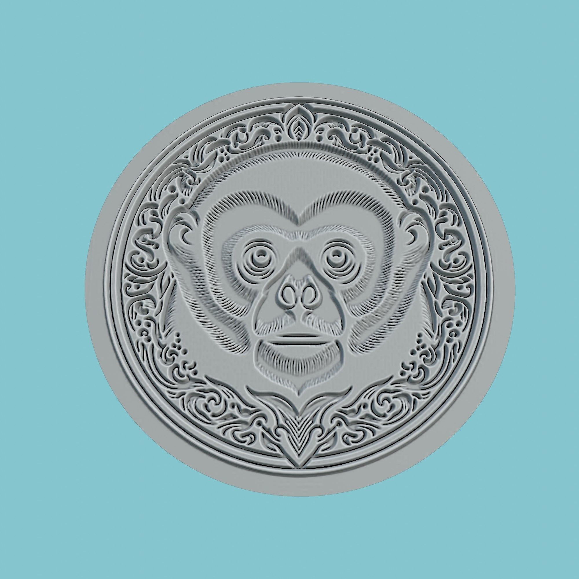 Gibbon Animal Medallion Gibbon Print Model 3D print model_2