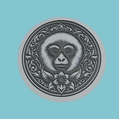 Gibbon Animal Medallion Gibbon Print Model 3D print model