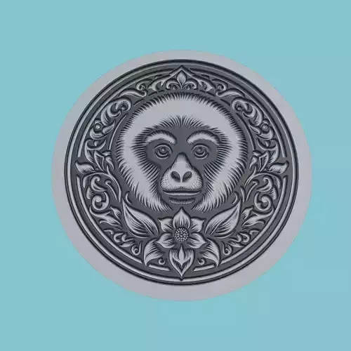 Gibbon Animal Medallion Gibbon Print Model