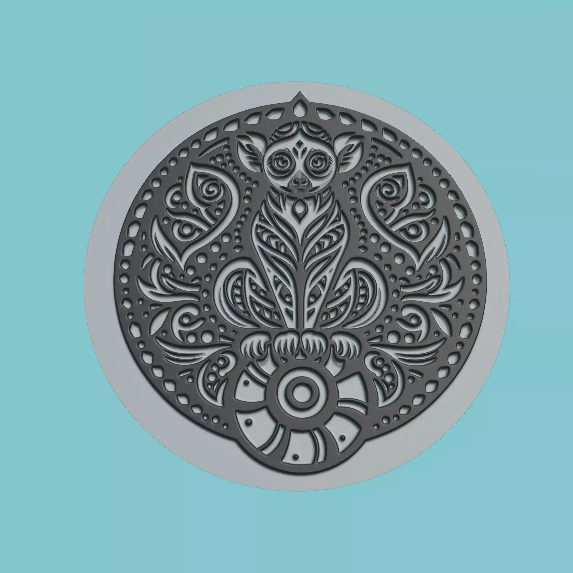 Lemur Animal Medallion Lemur Print Model 3D print model