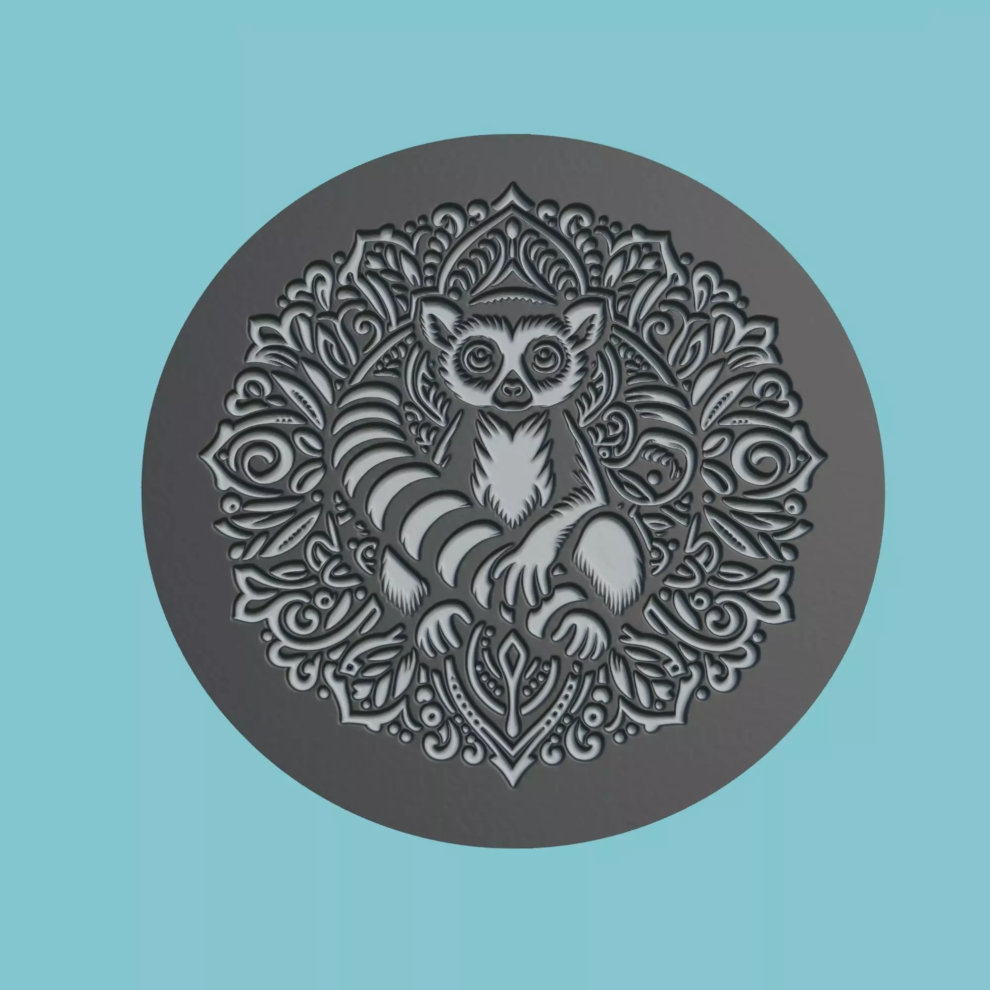 Lemur Animal Medallion Lemur Print Model 3D print model_0