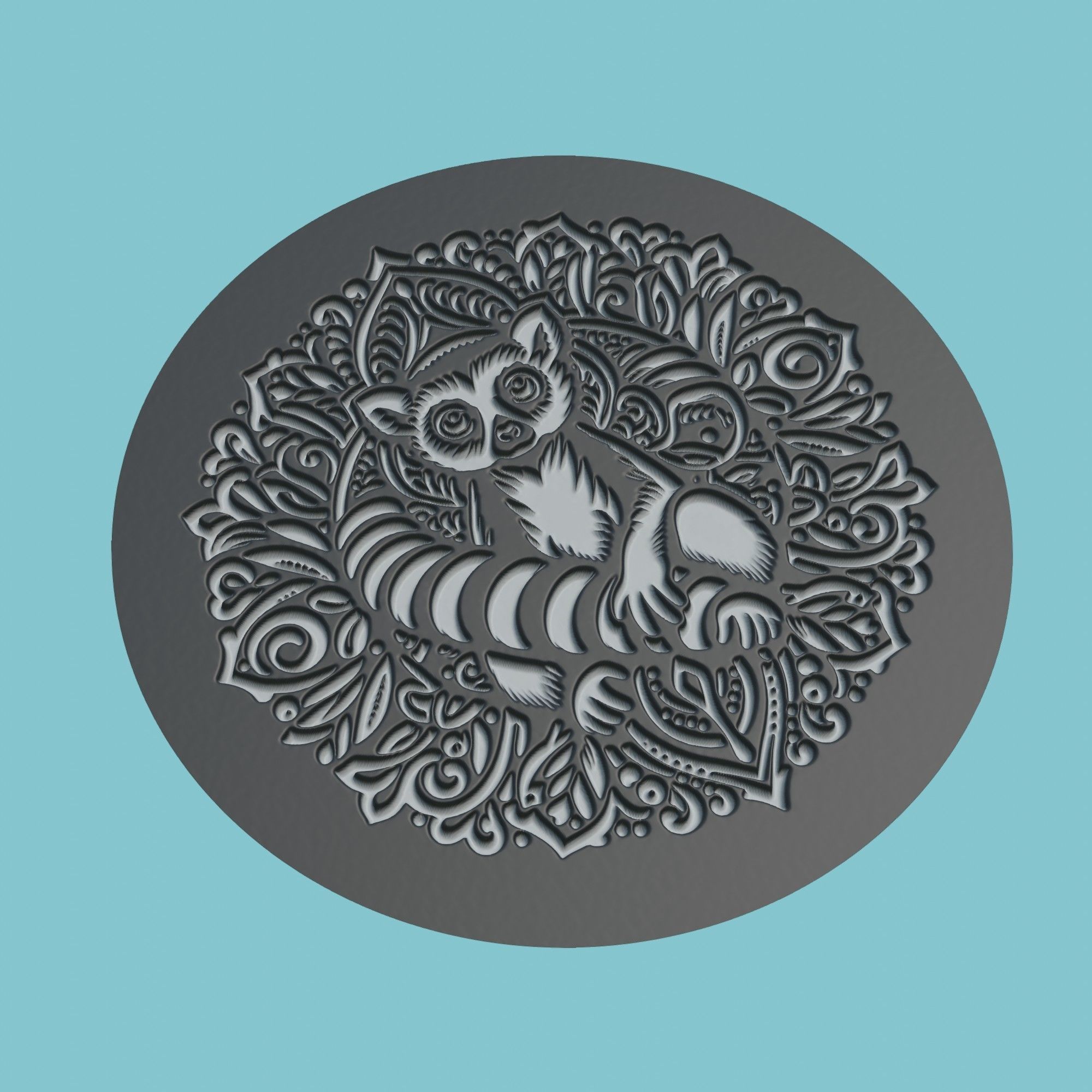 Lemur Animal Medallion Lemur Print Model 3D print model_1