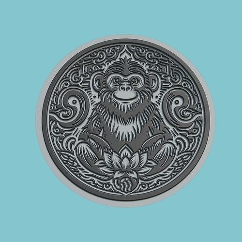 Monkey Animal Medallion Monkey Print Model 3D print model