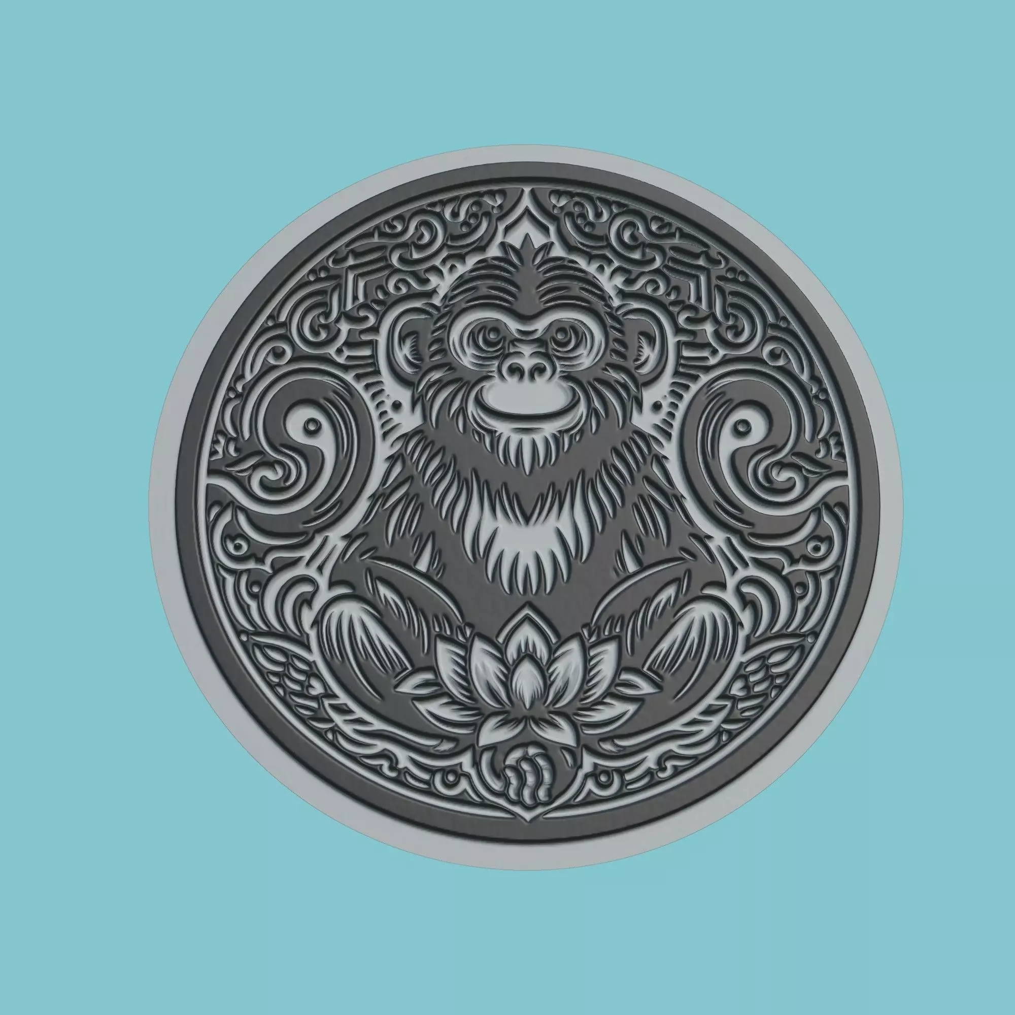 Monkey Animal Medallion Monkey Print Model 3D print model_0