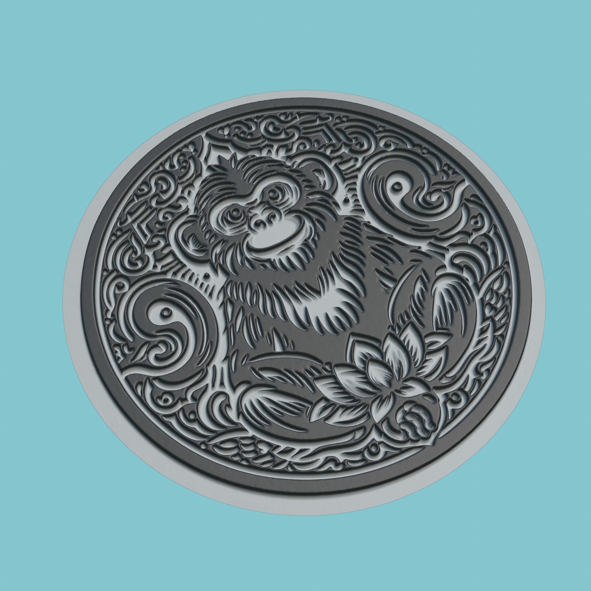 Monkey Animal Medallion Monkey Print Model 3D print model_1