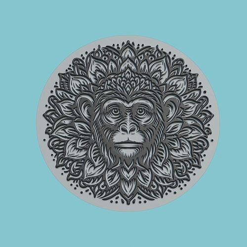 Monkey Animal Medallion Monkey Print Model 3D print model