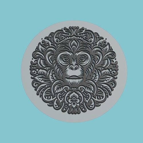 Monkey Animal Medallion Monkey Print Model 3D print model