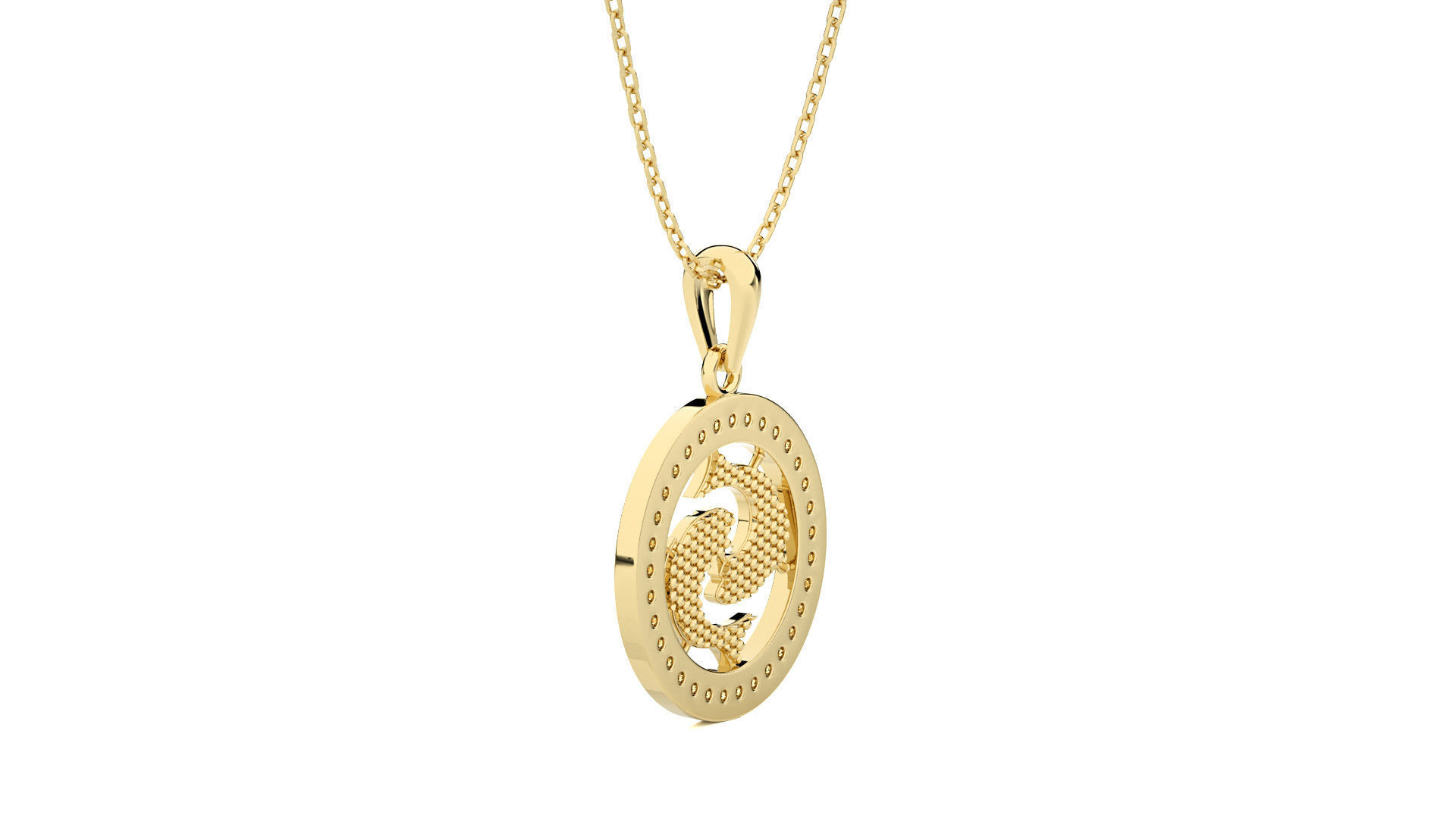 Pisces Zodiac Pendant 3D print model_12